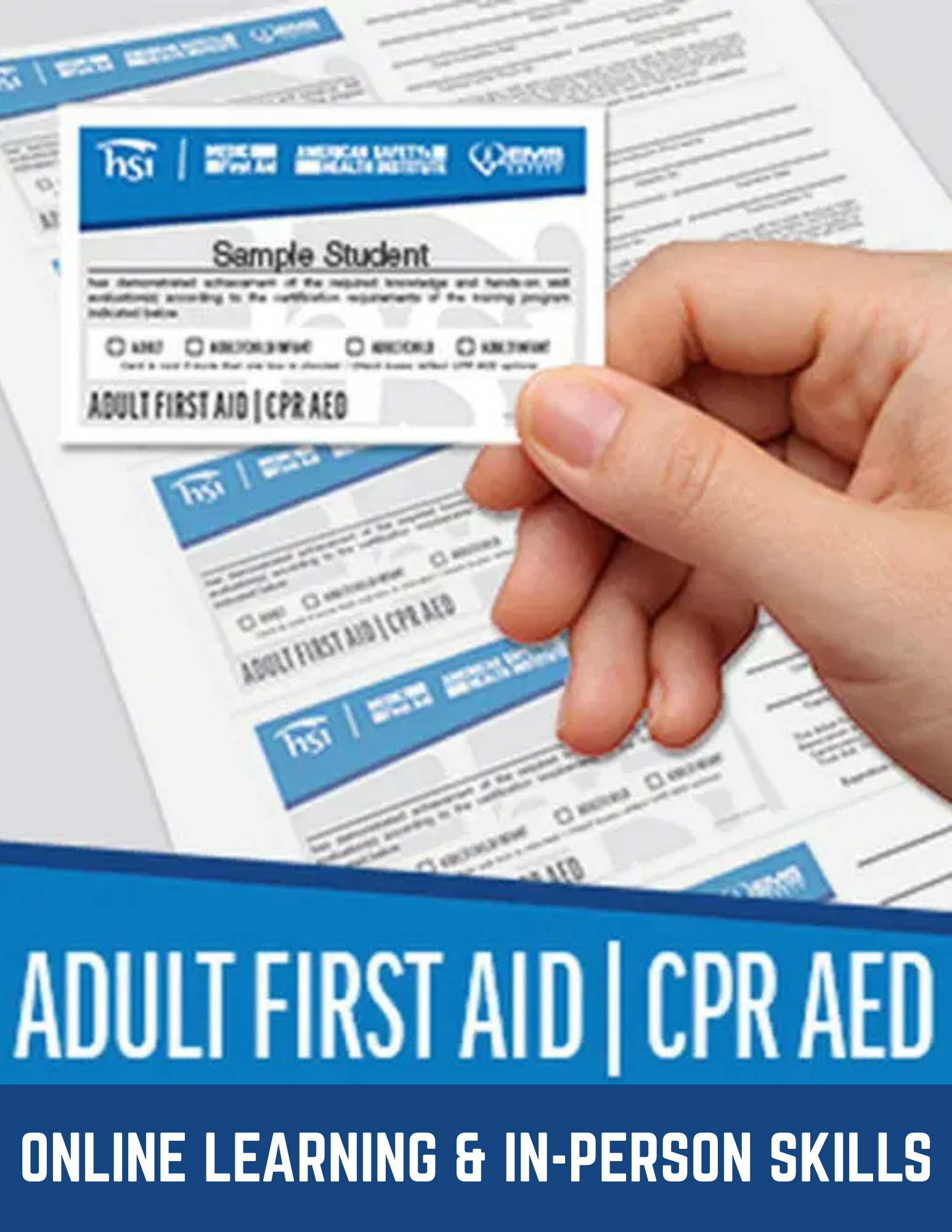 Adult First Aid, CPR and AED (Health & Safety Institute/HSI) Blended Learning