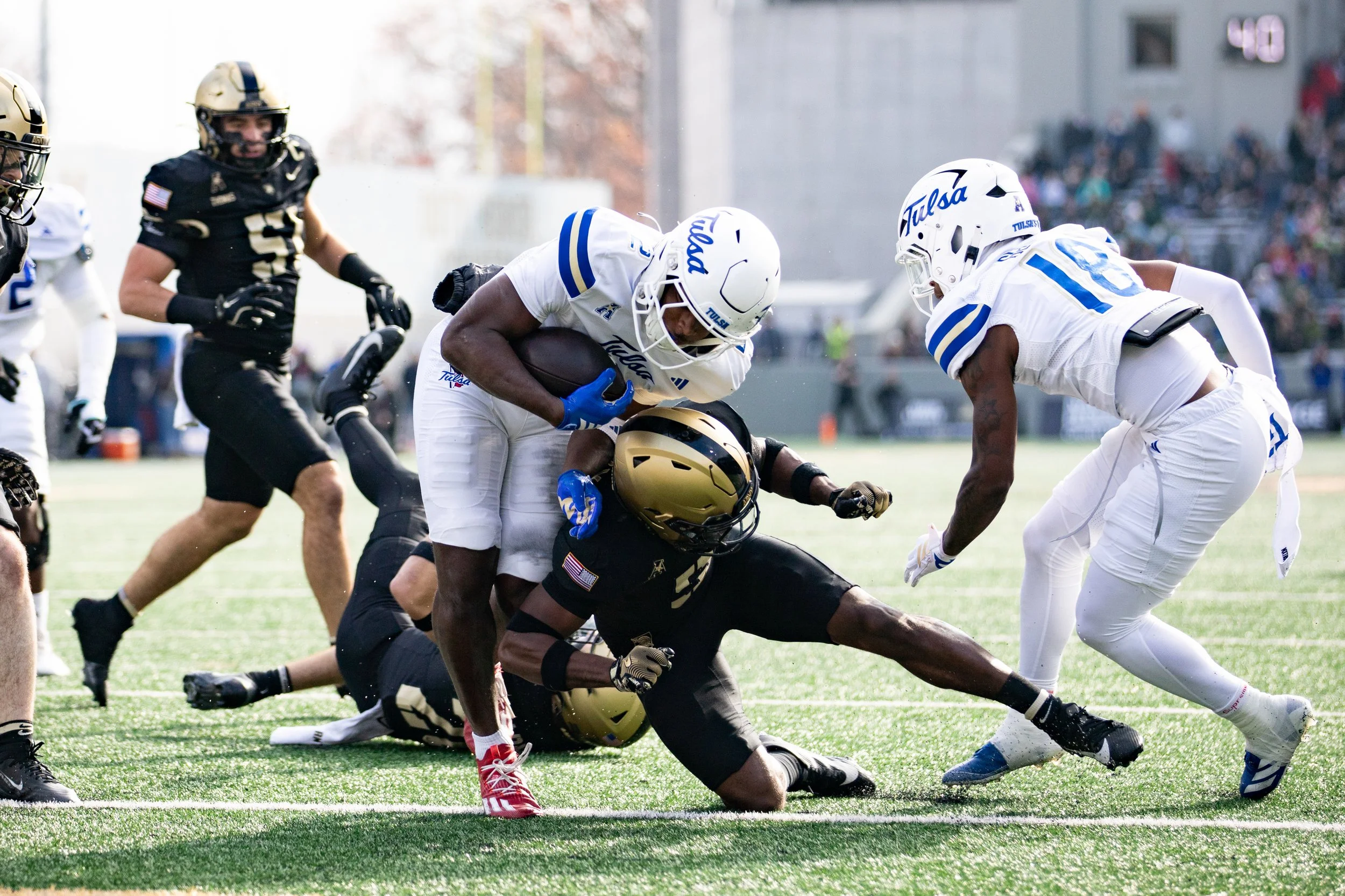 Photos from the United States Military Academy (Army) vs University of Tulsa football game on November 22, 2025, at Michie Stadium in West Point, NY. Tulsa edged out Army with a final score of 26–25. (Click on the image to see the full album)