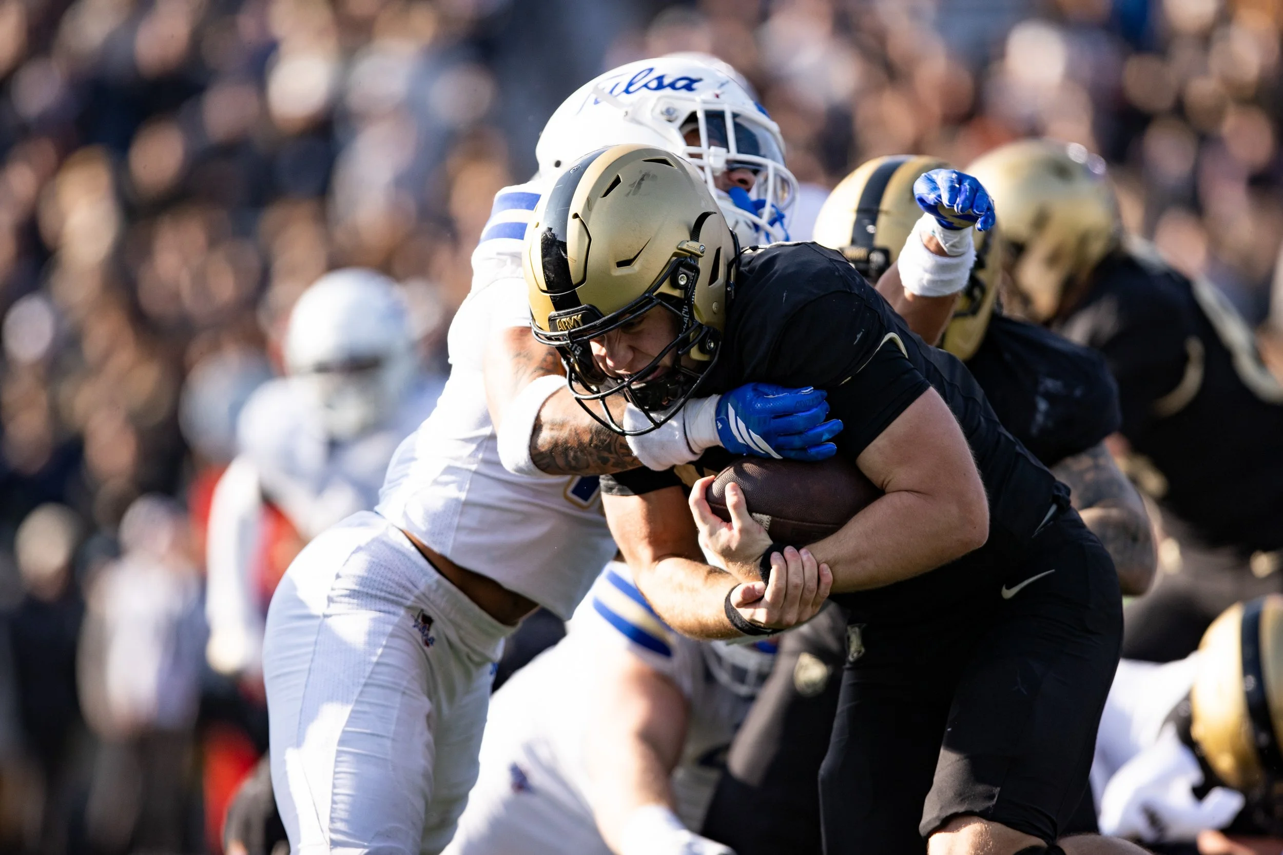 Photos from the United States Military Academy (Army) vs University of Tulsa football game on November 22, 2025, at Michie Stadium in West Point, NY. Tulsa edged out Army with a final score of 26–25. (Click on the image to see the full album)