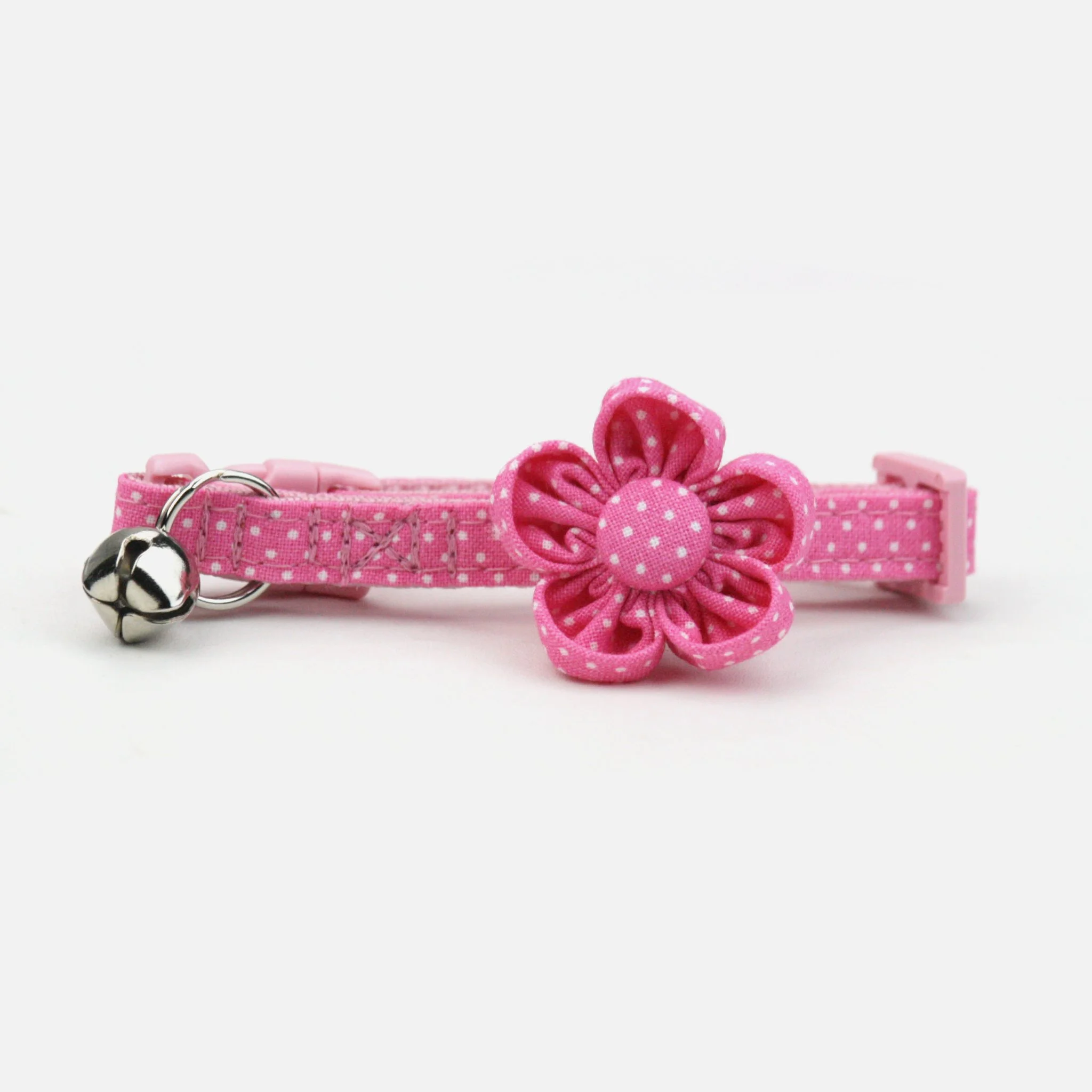 Pin Dot Cat Flower Collar - Pink