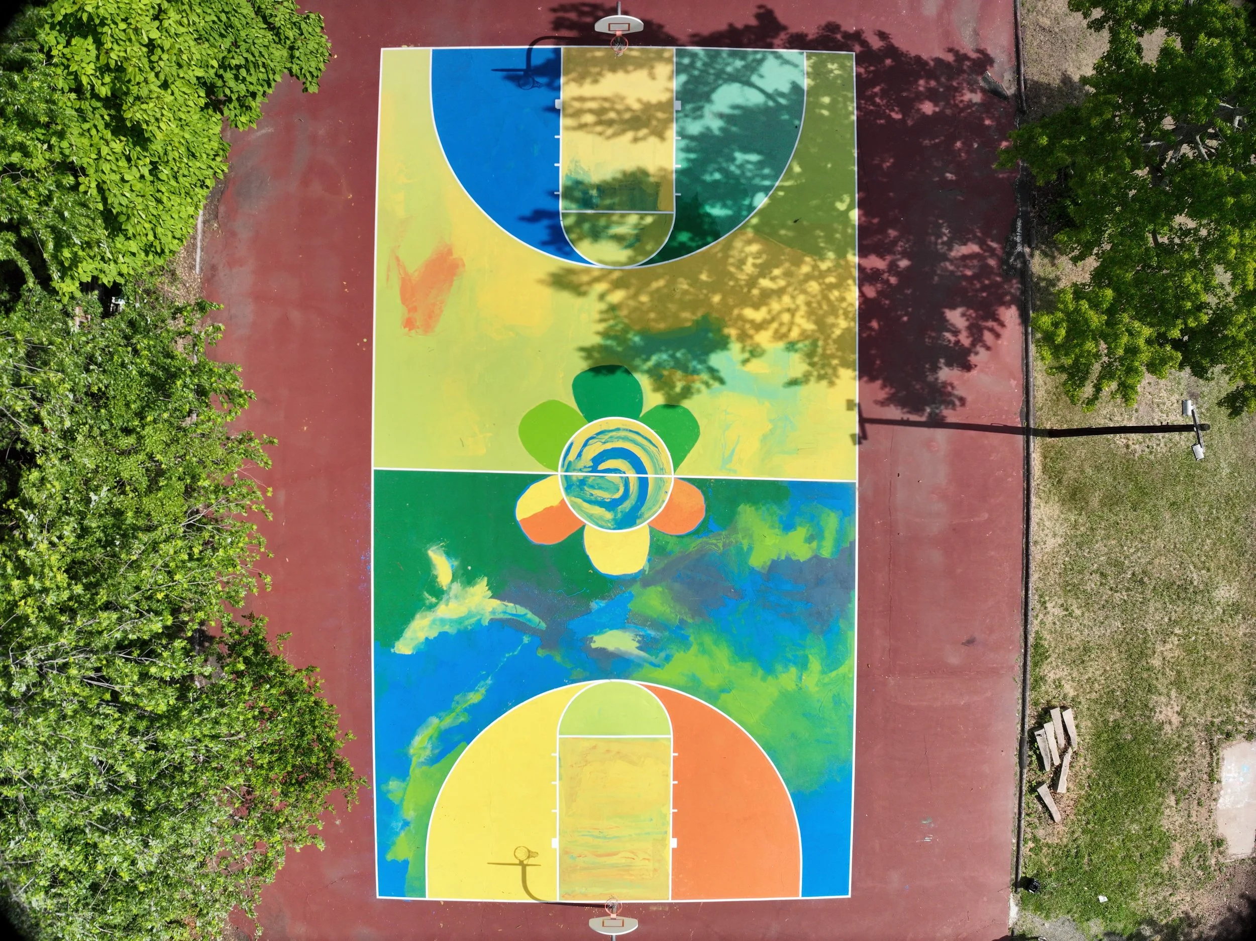 Chromatic Drift | Mural on Basketball Court at Kimberly Field