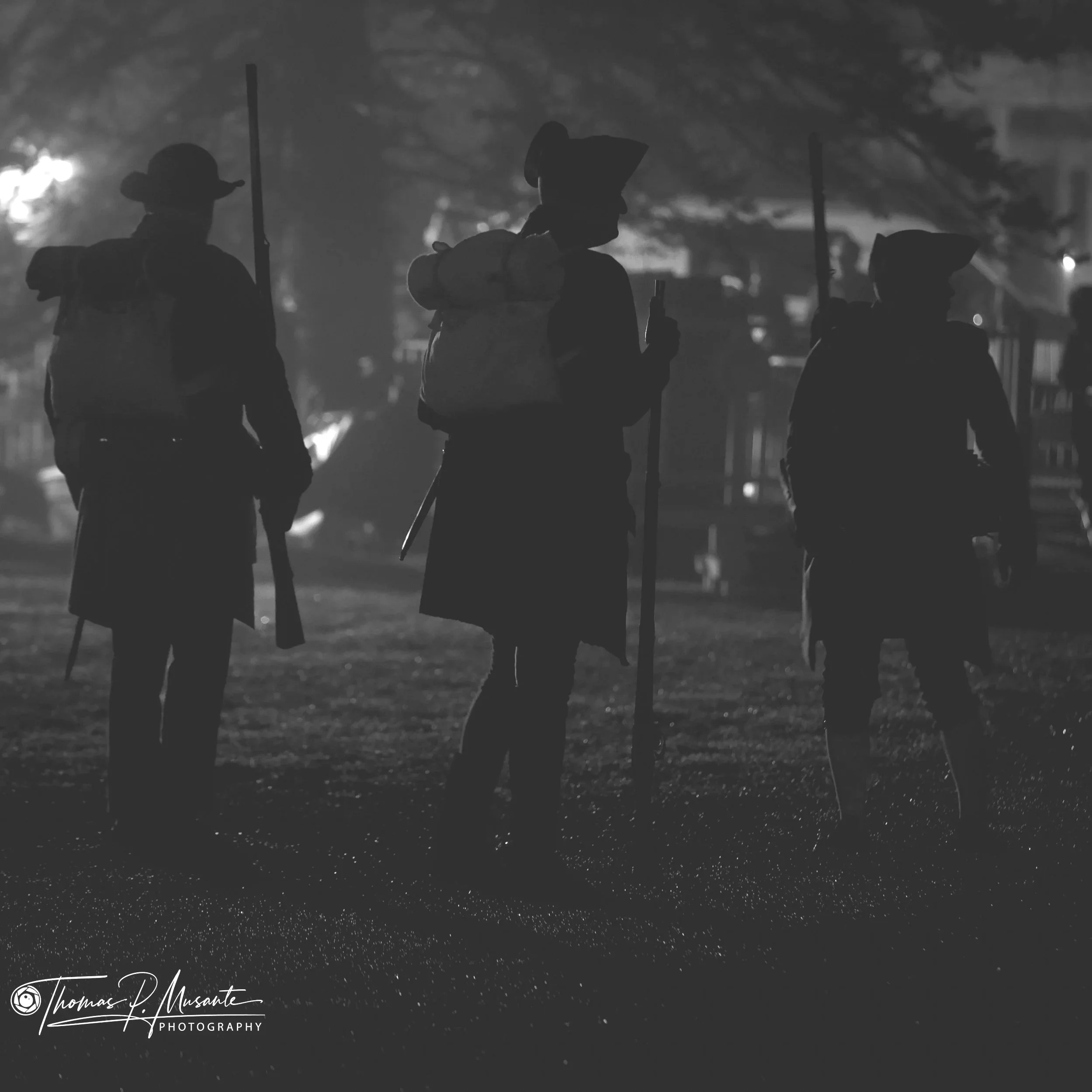 Pre-dawn candid street photography on Lexington Battle Green during Rev 250 Patriots’ Day 2026 – Lexington Minute Men mustering in the cold