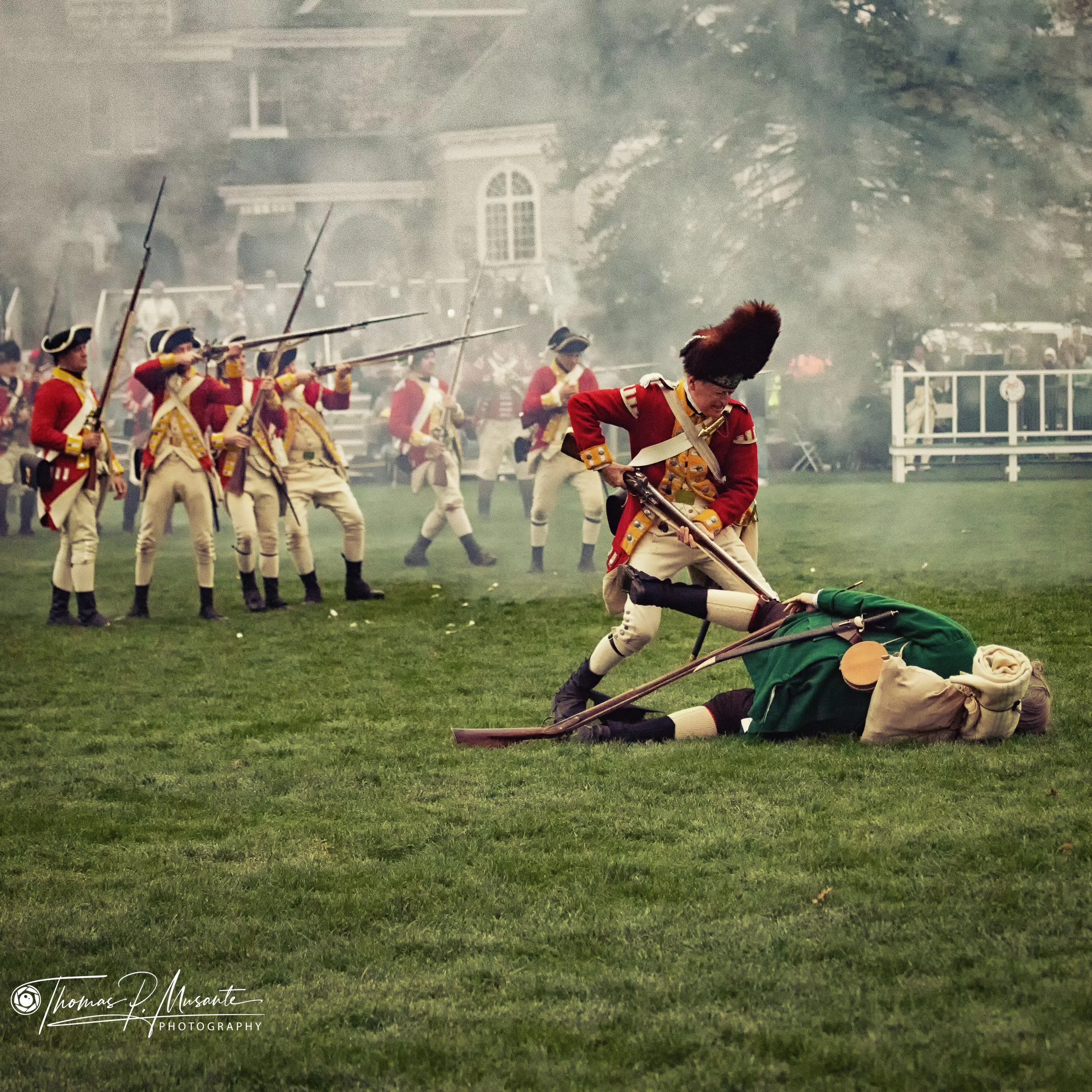  Jonas Parker struggles on the ground, Lexington Minute Men reenactment 