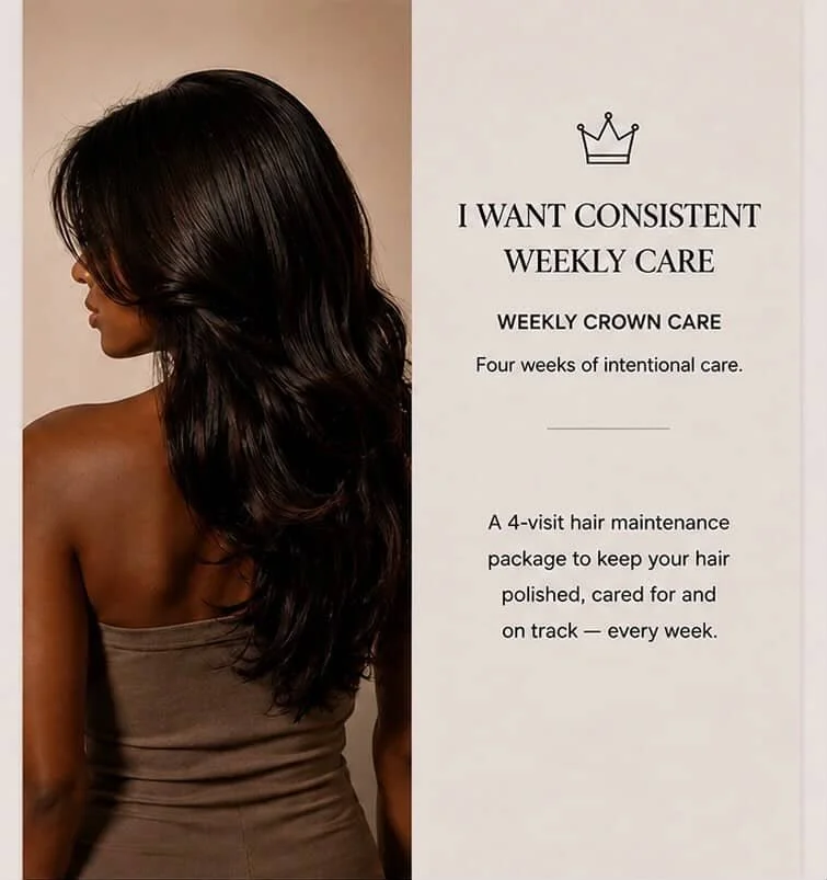 Weekly hair care and maintenance services at The Hair Tease in Dania Beach, Florida, designed to help clients maintain healthy, manageable hair.
