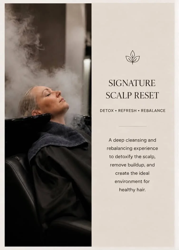Signature Scalp Reset treatment at The Hair Tease, offering personalized scalp cleansing and care in Dania Beach, Florida.