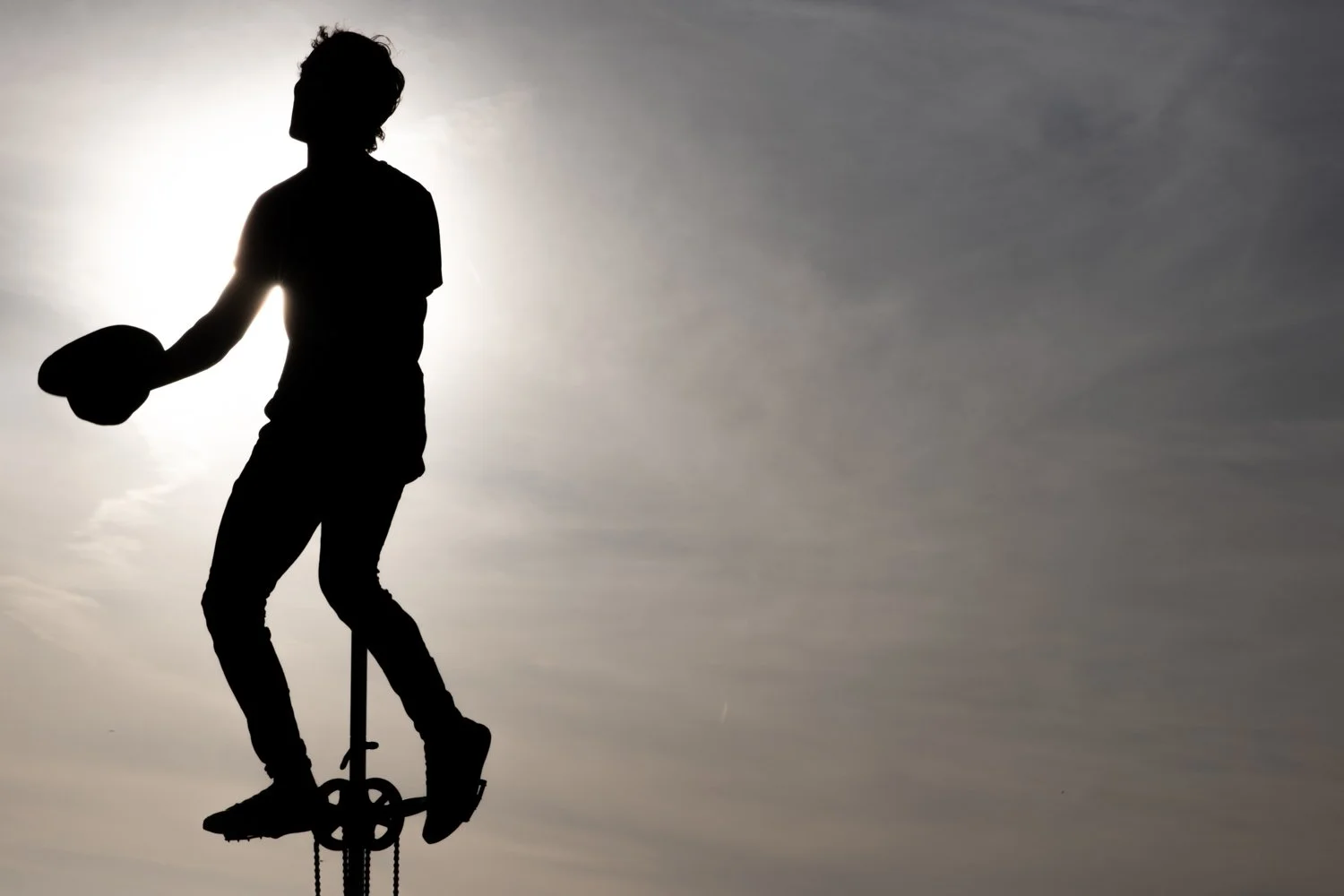  Street performer Jean Morabal performs a routine on a unicycle at Mallory Square in Key West, Florida, on Dec. 29, 2019. 