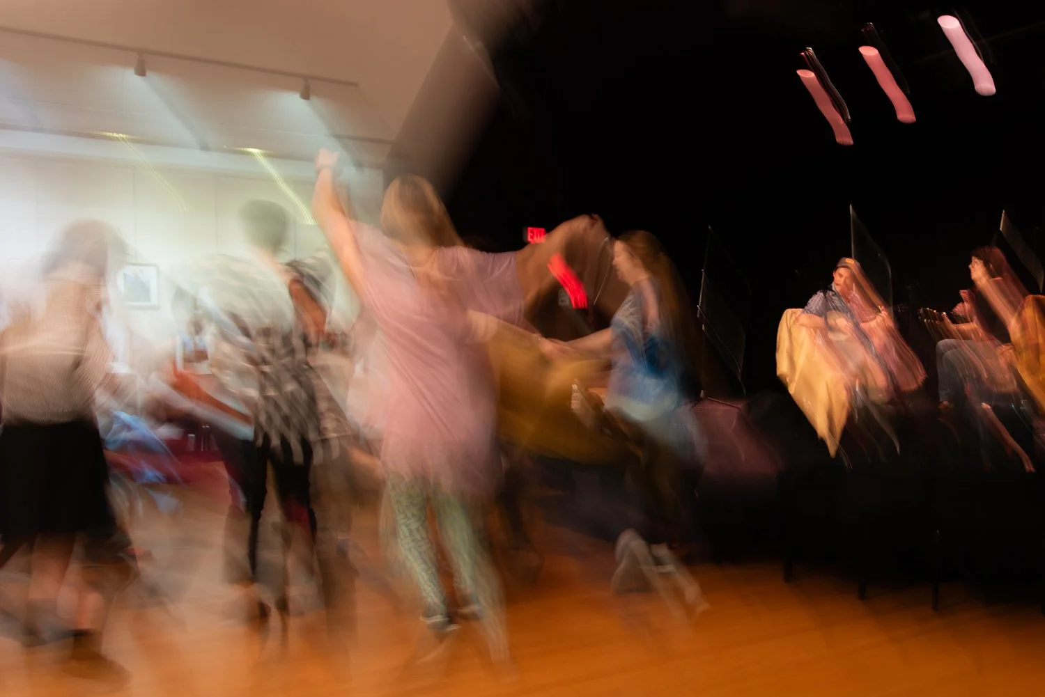  The Corndoggers, consisting of band members Wolfgang Boyer, Joe Burdock and Tessa Evanosky, play for community members square dancing at Arts West in Athens, Ohio, on Nov. 21, 2019. 
