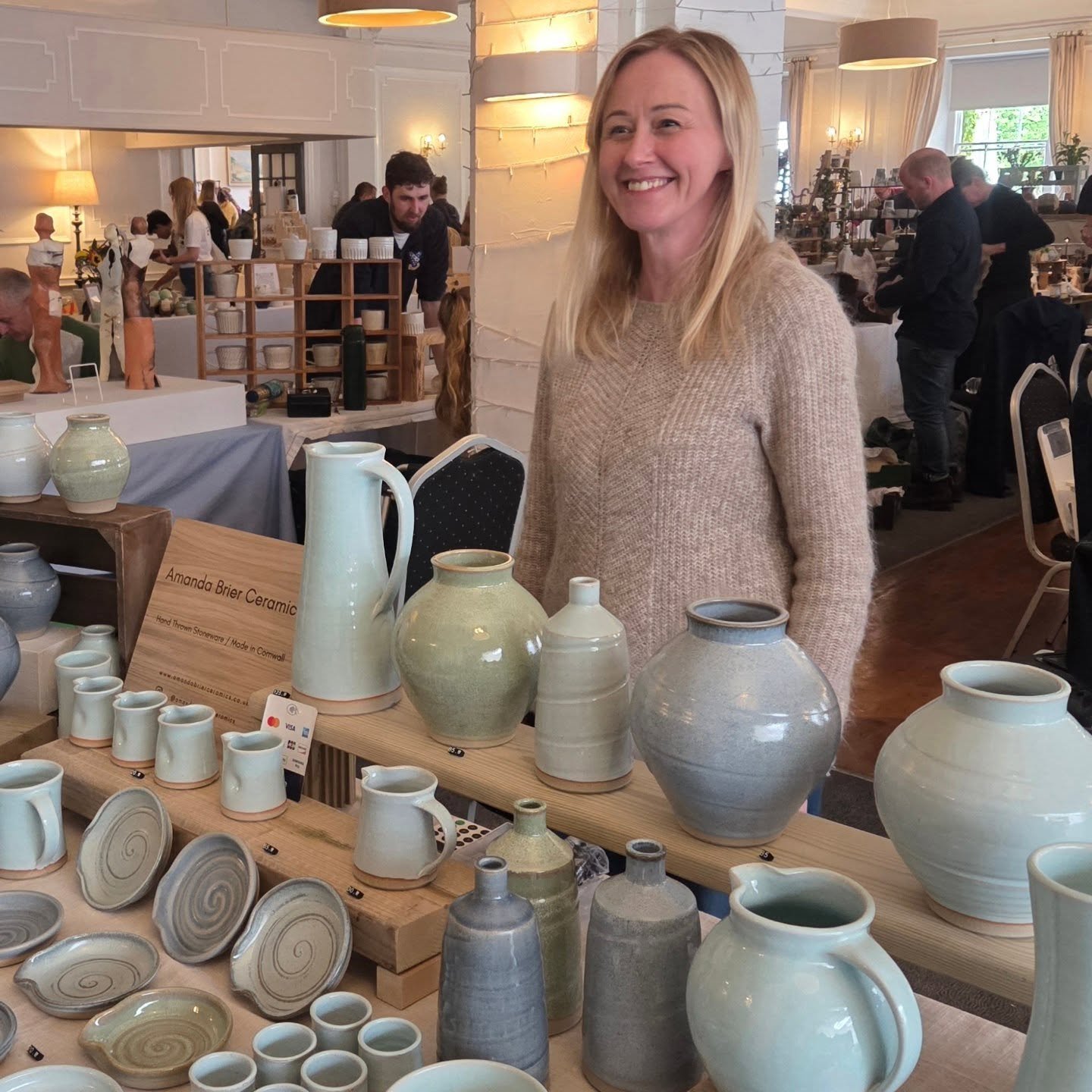 Great day @tregennacastle caught up with friends, enjoyed chatting to lots of visitors and very proud of my Level 2 ceramics group who exhibited their beautiful work 😀👏 thank you @firedcornwall 

#ceramicsforsale #smallbusiness #stivescornwall #han