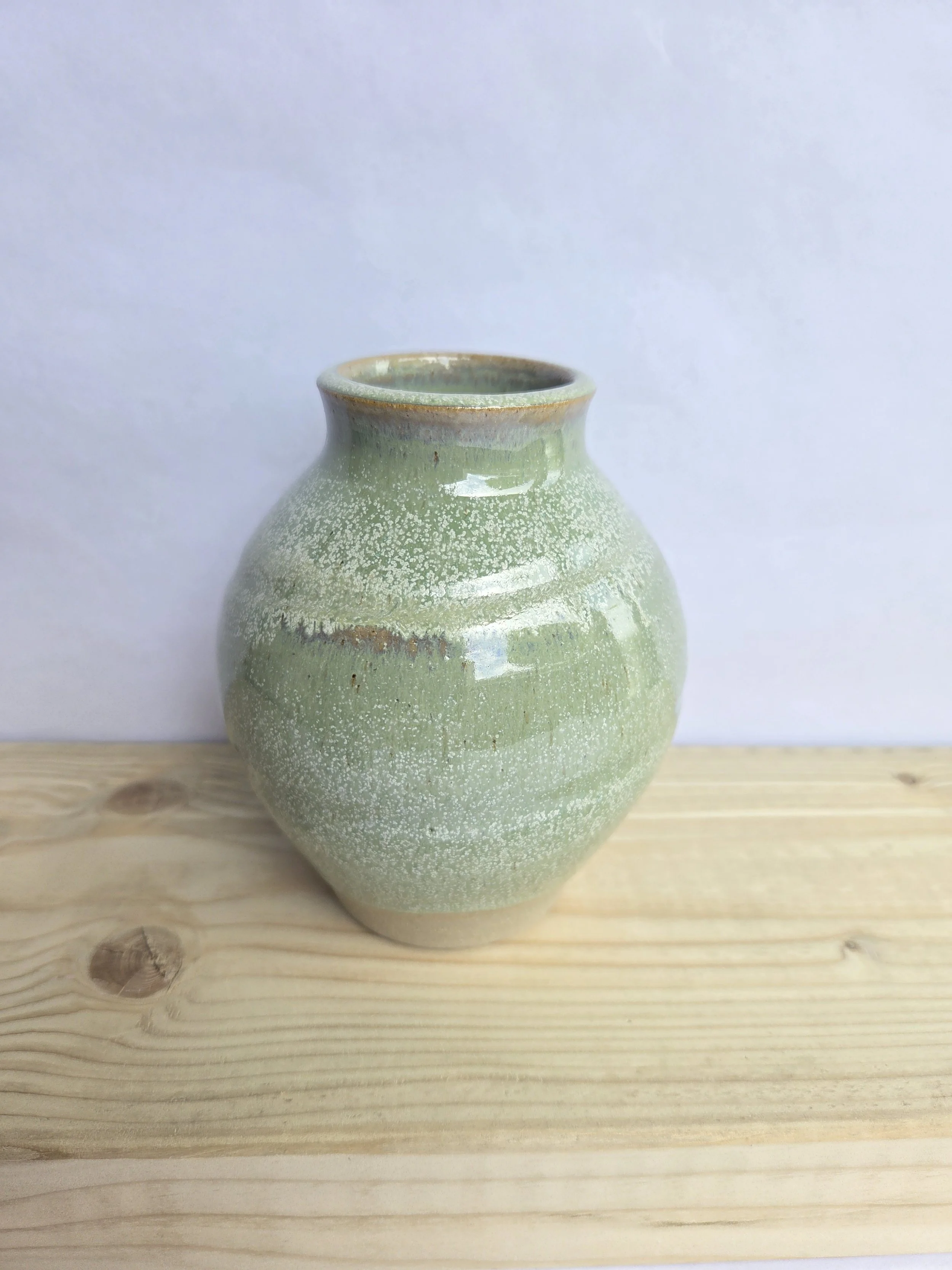 Small Moon Vase - Speckled Green