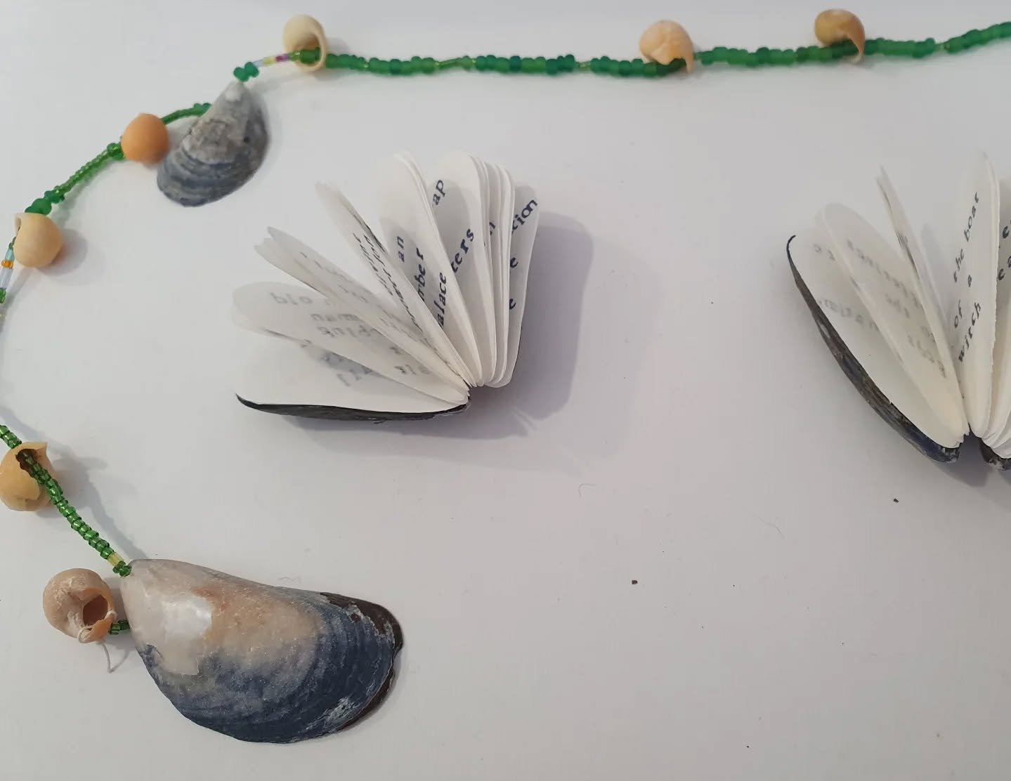 The last few weeks of art &amp; artists (and some nature)

1 &amp; 2 beautiful, tiny poems in mussel shells by @ceda_parkinson 
3. samples from @zisang's exhibition at @fishfactoryarts - join in and do some knitting
4. clothing knitted and woven with