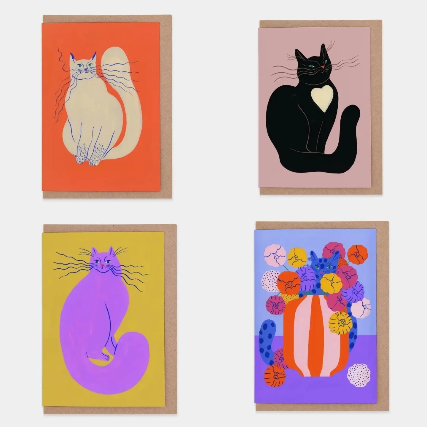 The Shopkeeper has always been a cat lady and you can find a wide range of cat cards here (she  tries very hard to find cards with dogs on too).

These beautiful cards by  @agathesinger for @evermadeuk have been really popular with customers so far. 
