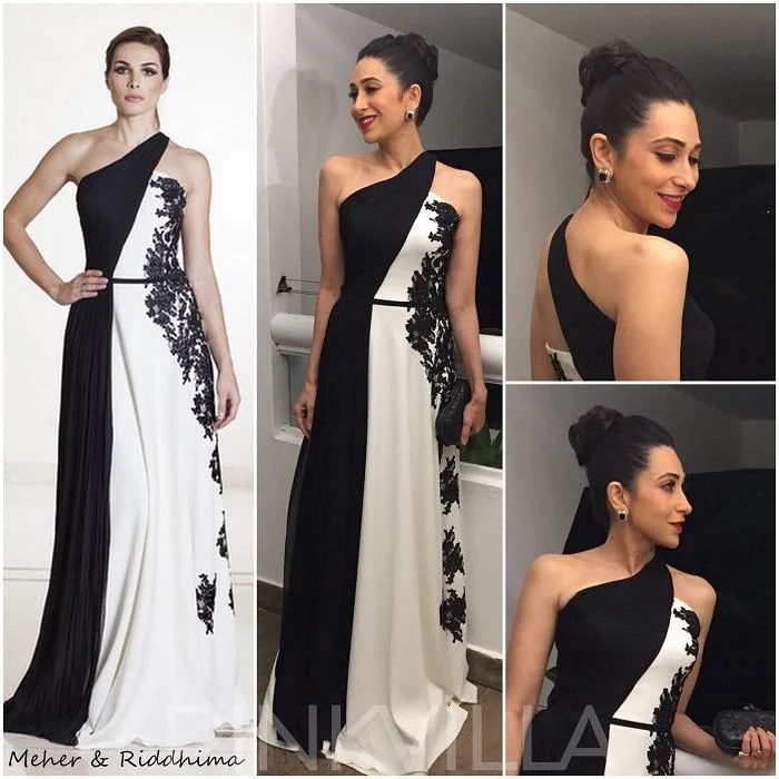 Bollywood Actor Karisma Kapoor wearing Meher and Riddhima evening gown