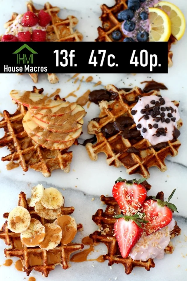 Nutrition Information Serves: 1 Waffle Serving Size: 1 Waffle Calories: 509 / Fat: 14g / Carbs: 47g / Protein: 40g