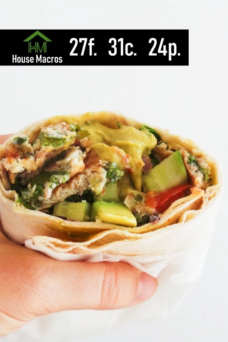 Nutrition Information Serves: 4 Serving Size: 1/2 of a Wrap Calories: 428 / Fat: 27g / Carbs: 31g / Protein: 24g