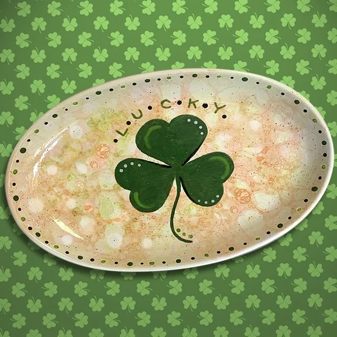 Bubble Glaze Shamrock Platter, Fri. 2/27, 6-8pm