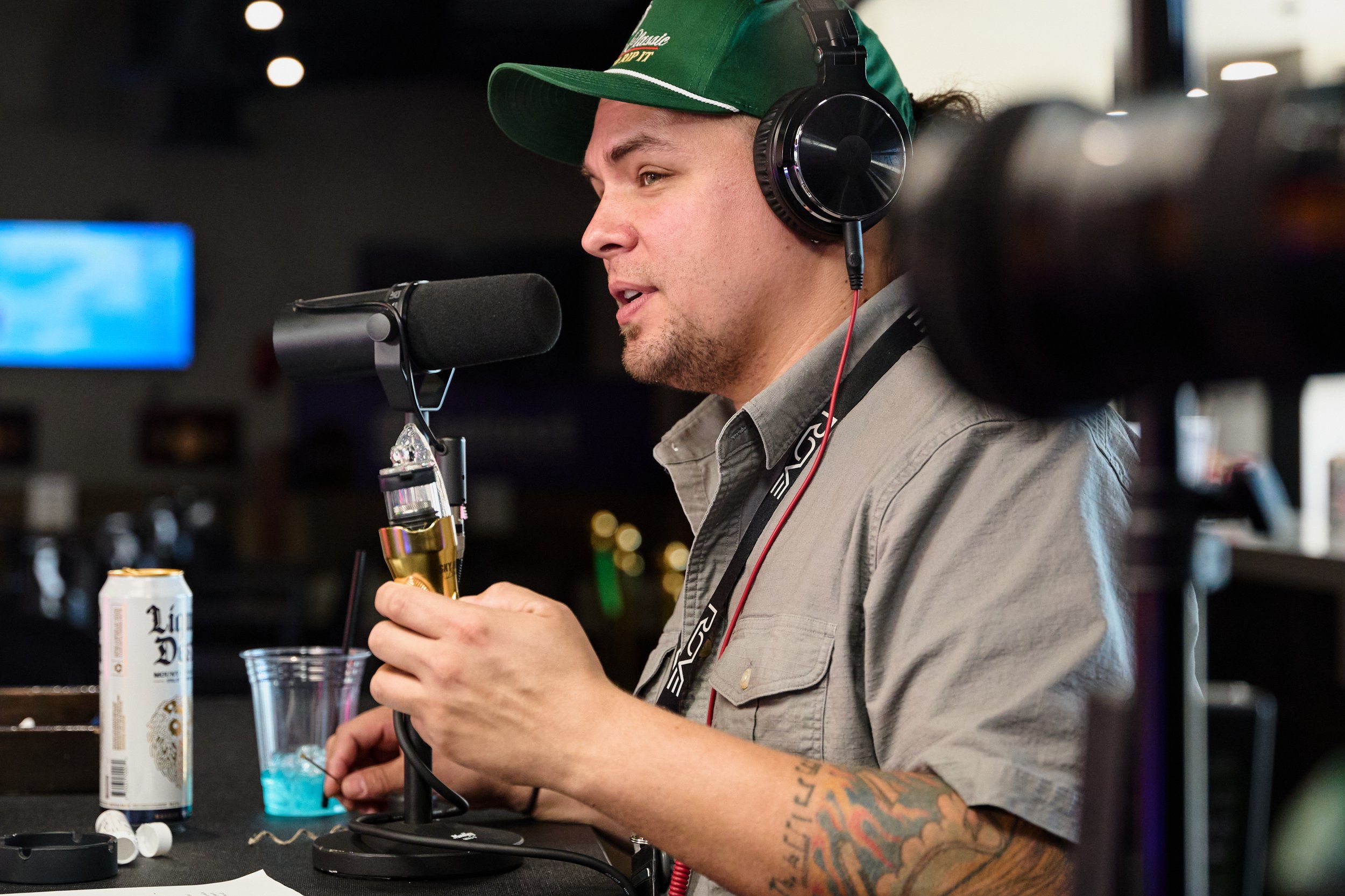 Cody Leavitt of Asteroid M Records speaking on NuWu Sessions Podcast at Sky High Lounge inside NuWu Main Dispensary.