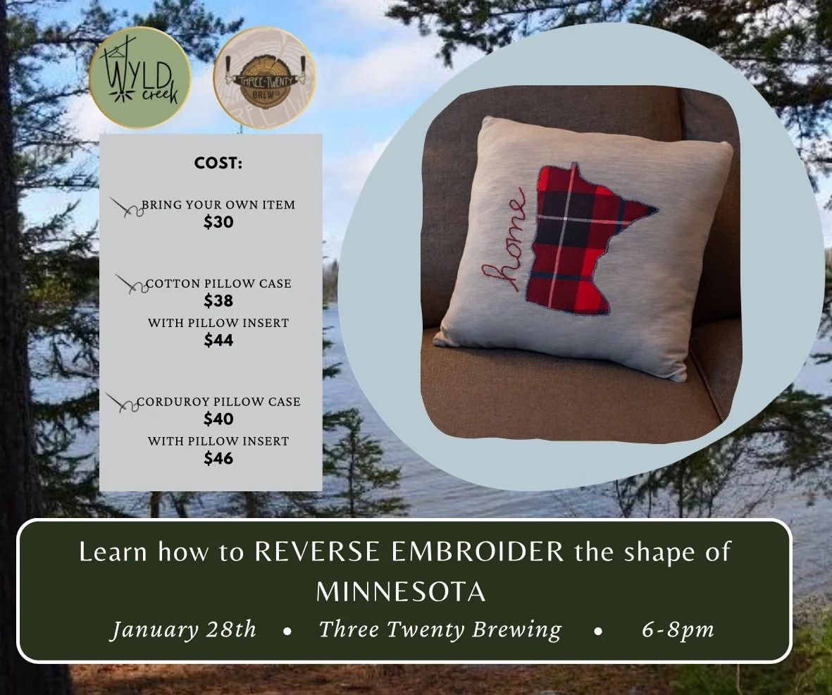 MN Reverse Embroidery Workshop with Wyld Creek Boutique