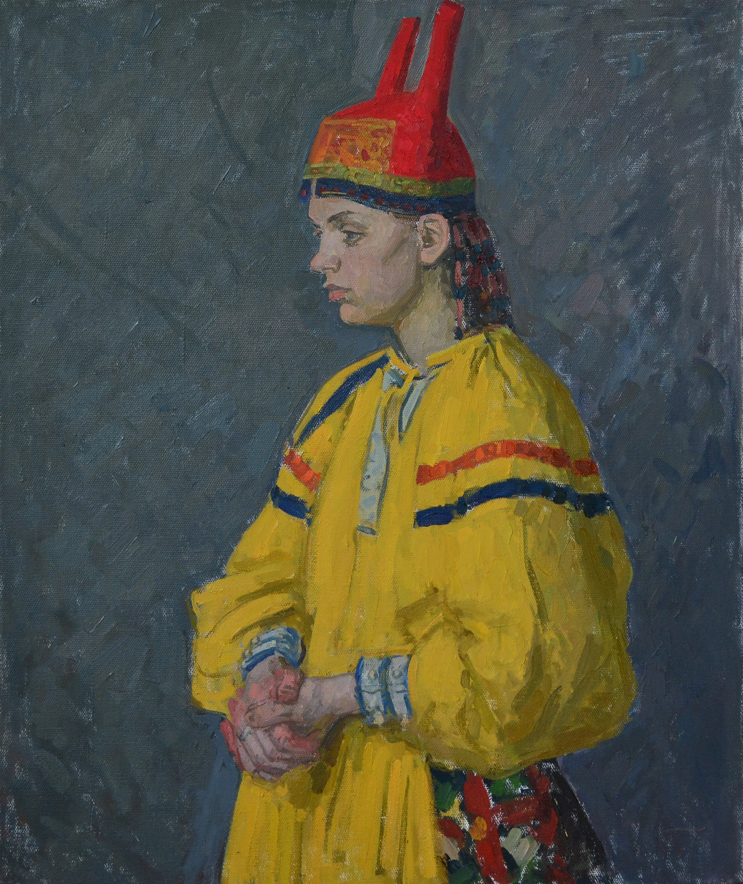 Девушка в народном костюме. 80Х65 ХМ 2010.jpg