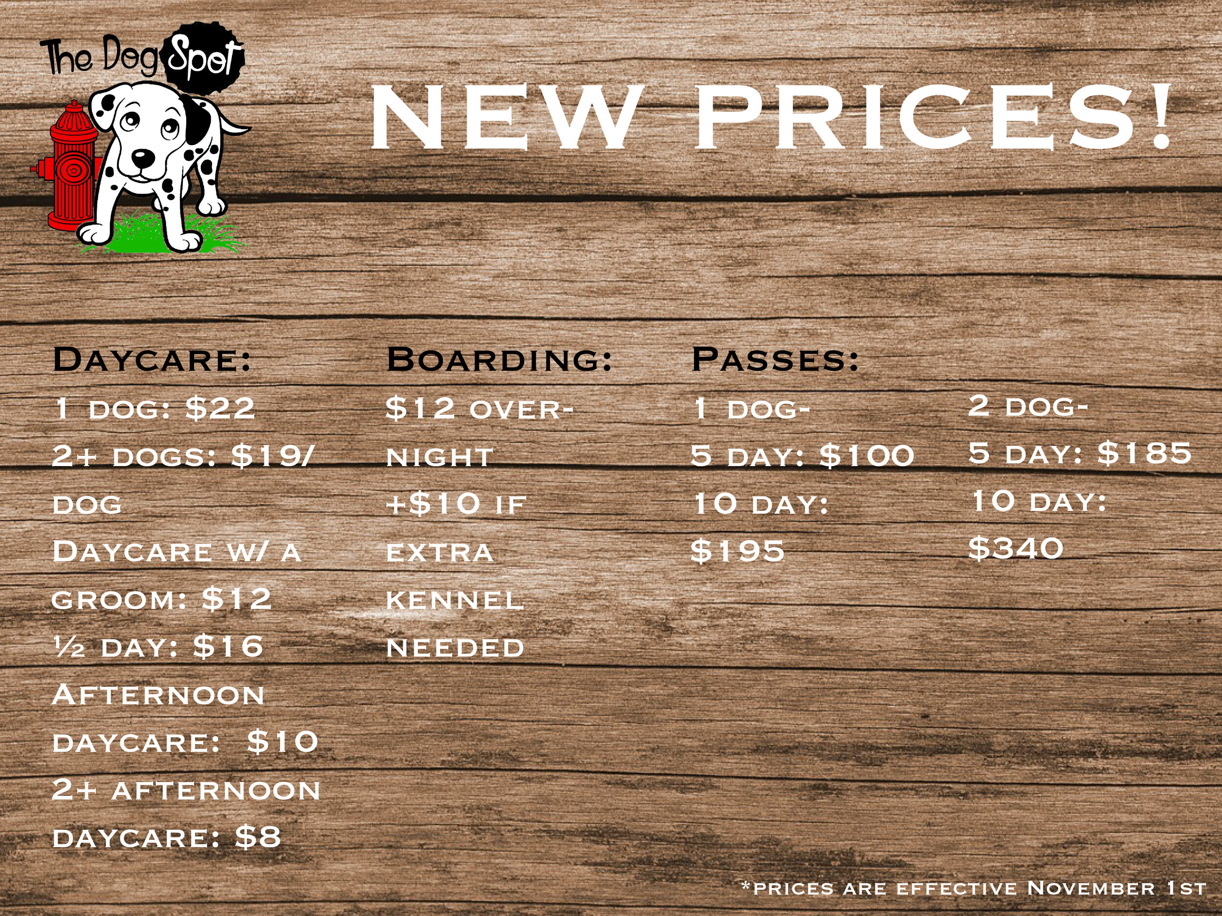 pet daycare prices