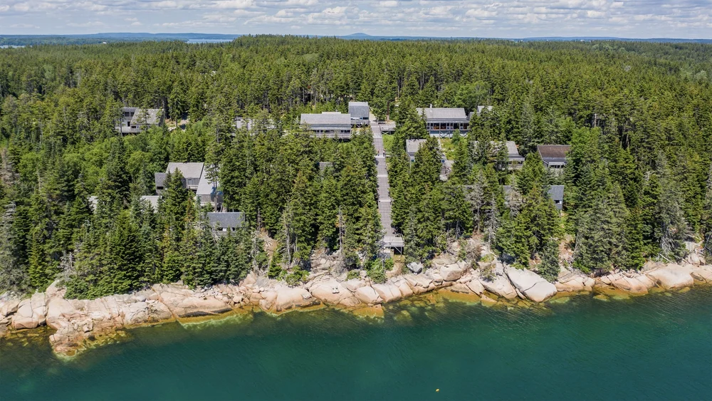 Haystack campus in Deer Isle, Maine, aerial photo courtesy of OPAL Architecture / Research /