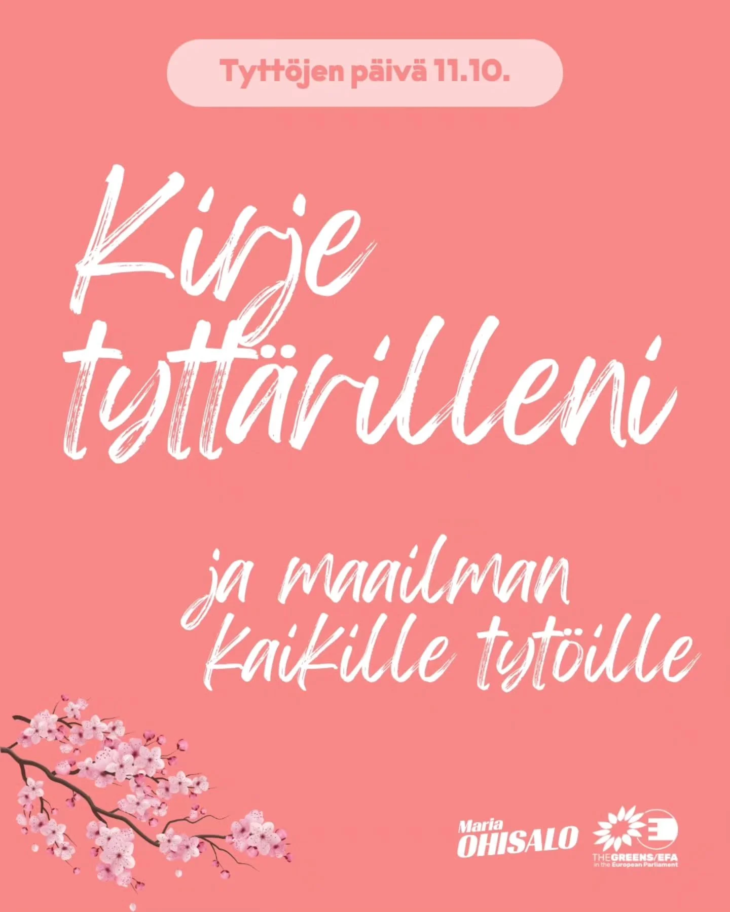 Ihanaa tytt&ouml;jen p&auml;iv&auml;&auml; tytt&auml;reni ja maailman kaikki tyt&ouml;t. Teen kaikkeni, ett&auml; voitte unelmoida, olla turvassa ja el&auml;&auml; omann&auml;k&ouml;ist&auml;nne el&auml;m&auml;&auml;. ❤️🌸