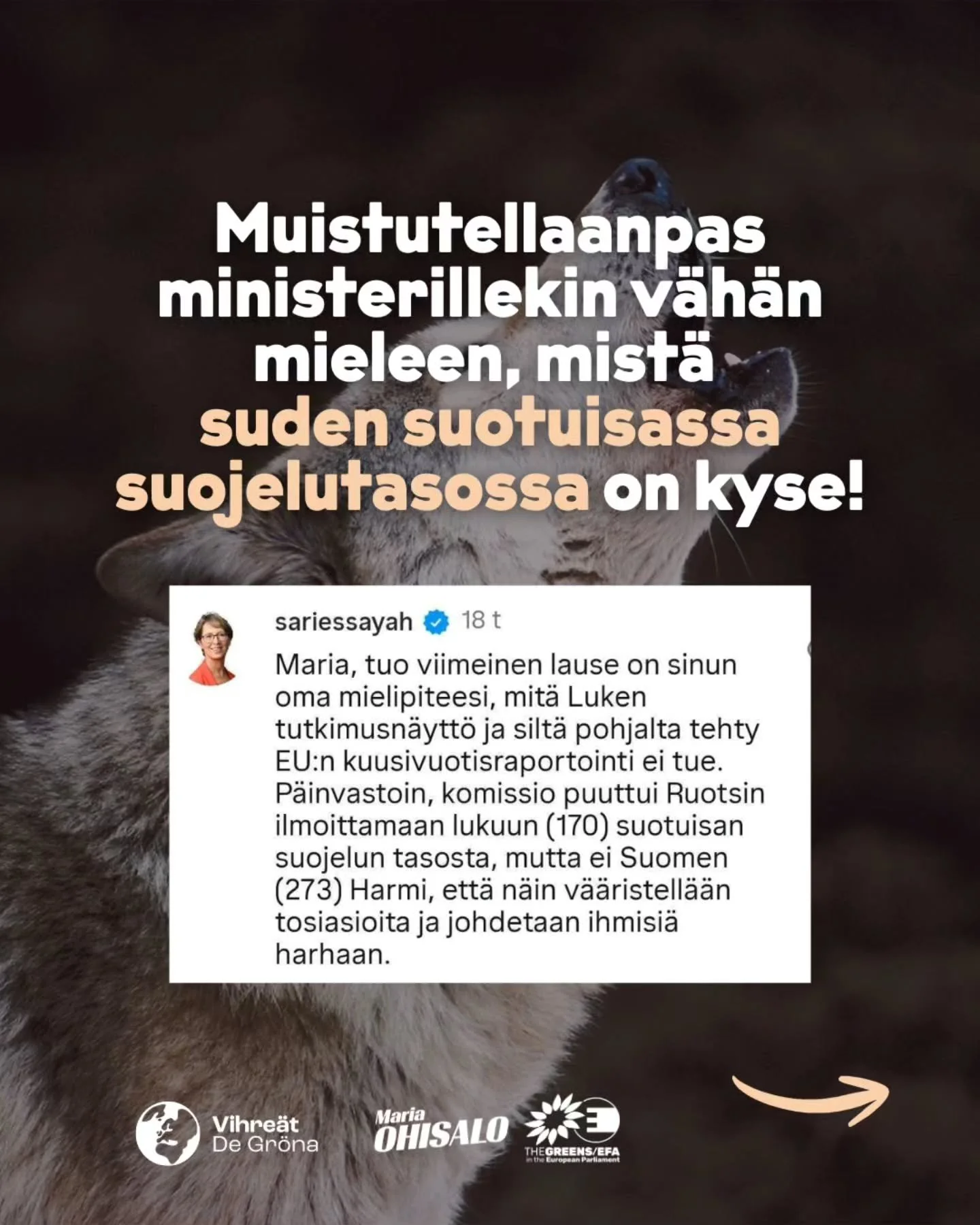 Maa- ja mets&auml;talousministeri&ouml;n m&auml;&auml;rittelem&auml; suden suotuisa suojelutaso ei kest&auml; tieteellist&auml; tarkastelua. 🐺