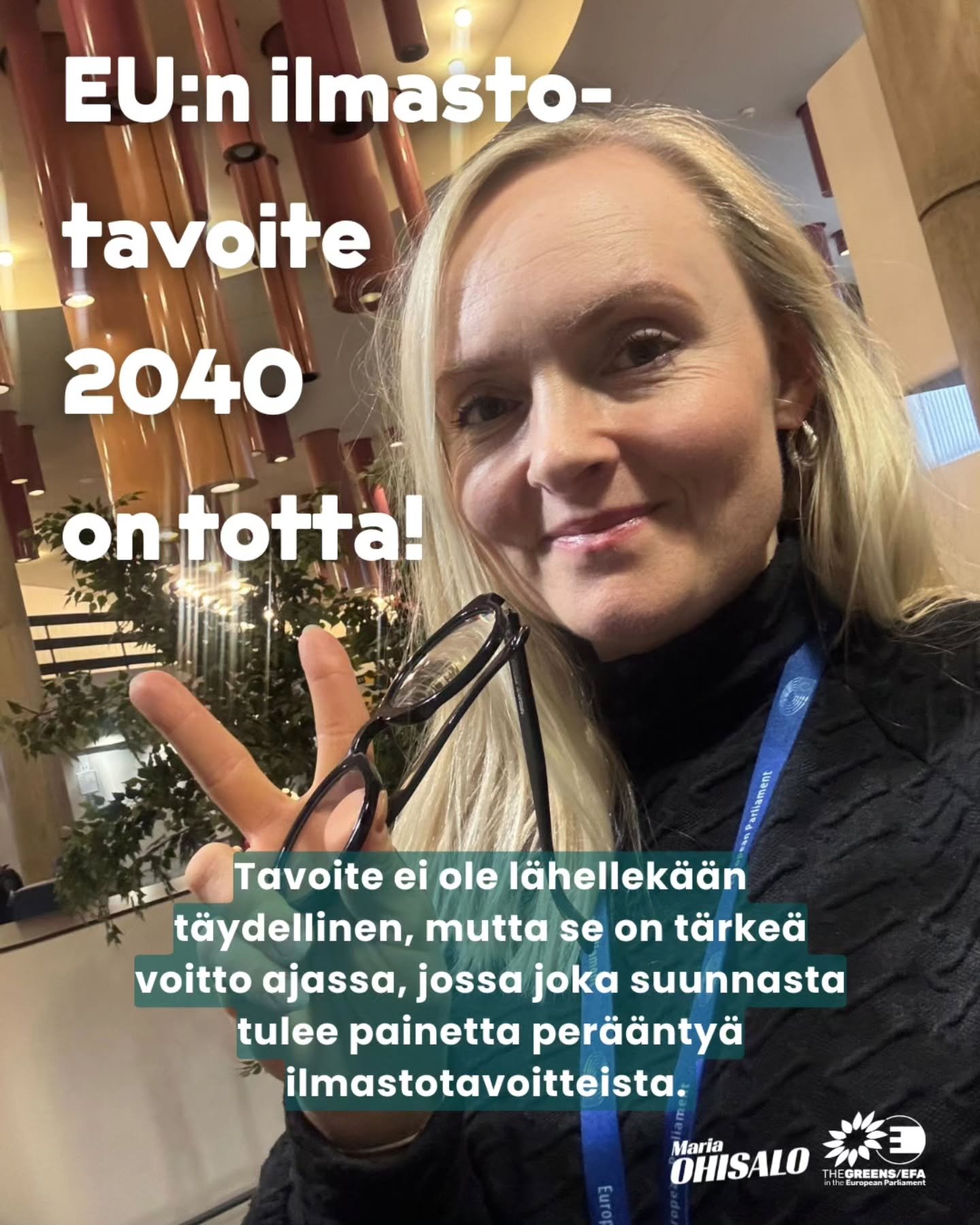 EU:n ilmastotavoite 2040 on totta! EU sitoutuu v&auml;hent&auml;m&auml;&auml;n p&auml;&auml;st&ouml;j&auml; 90 prosentilla vuoteen 2040 menness&auml;. 🥳

Vaikka lain sis&auml;lt&ouml; ei ole t&auml;ydellinen, 2040-tavoitteen vahvistaminen on kovan v