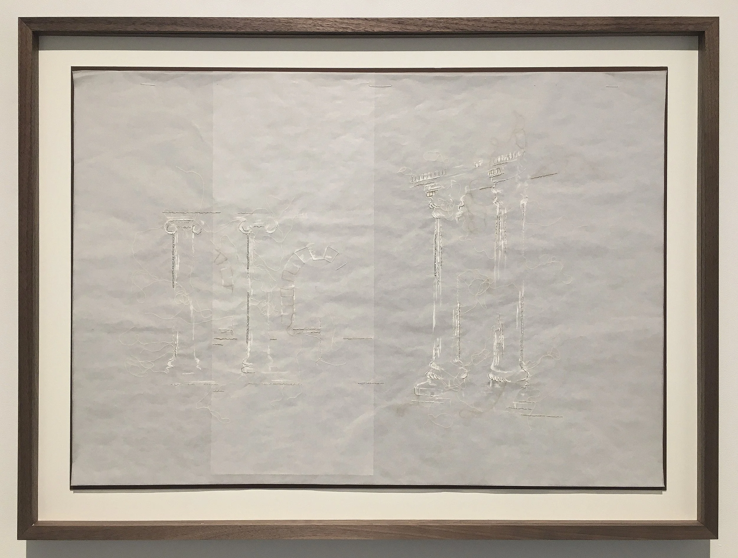  Phantom Forum, 60cm X 80cm. Embroidery on paper, gouache, glass beads. 2024 