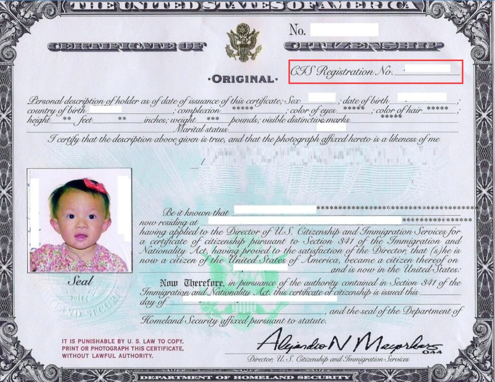 Certificate Of Citizenship
