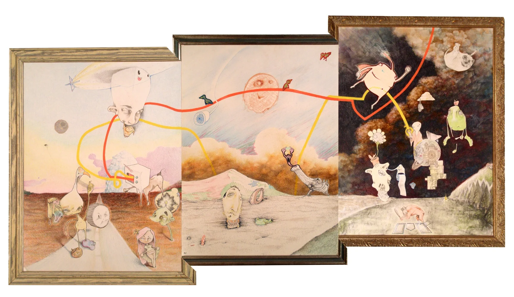 Triptych mixed media on paper, the same location at different times of the year. 2013