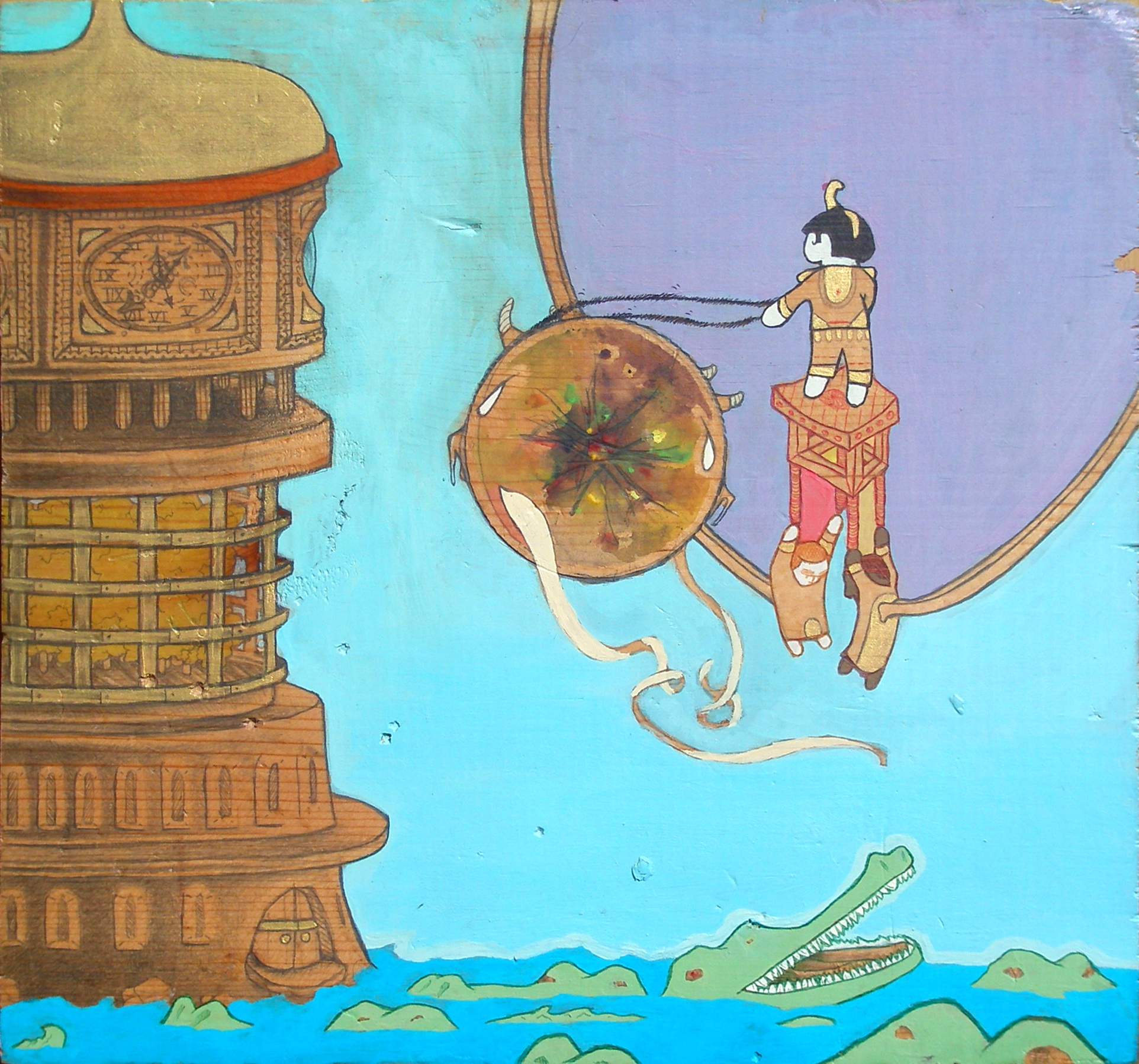   Homecoming  gouache on wood. 2013   sold to private collector  