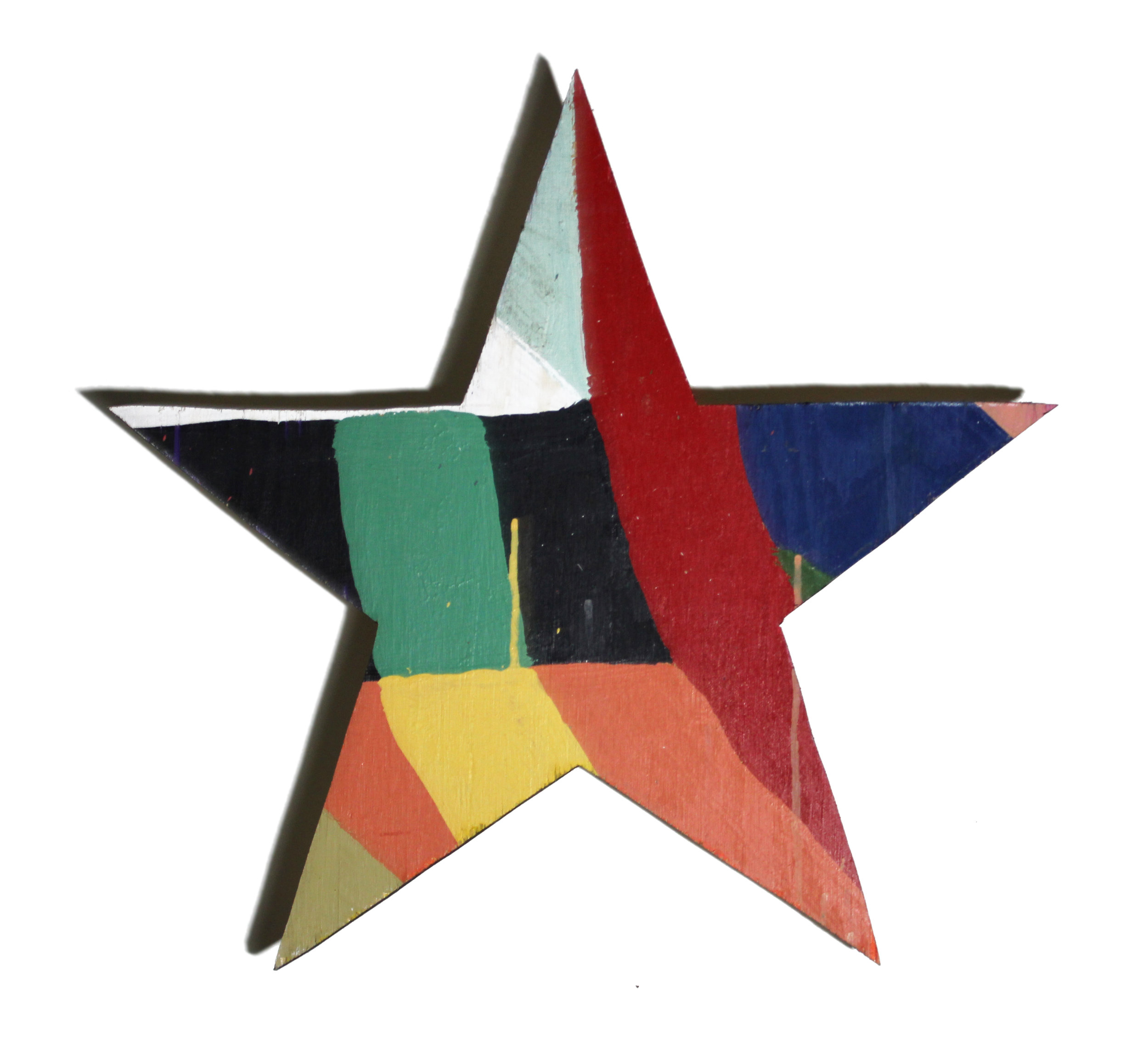   Star  acrylic on wood. part of my Color Cut Outs series. 2016  exhibited -  Tru by Hilton during Reflections Of The Big Book 2023;   Boynton Beach Arts and Cultural Center 2021; General Provision during Color Cut Outs 2016  