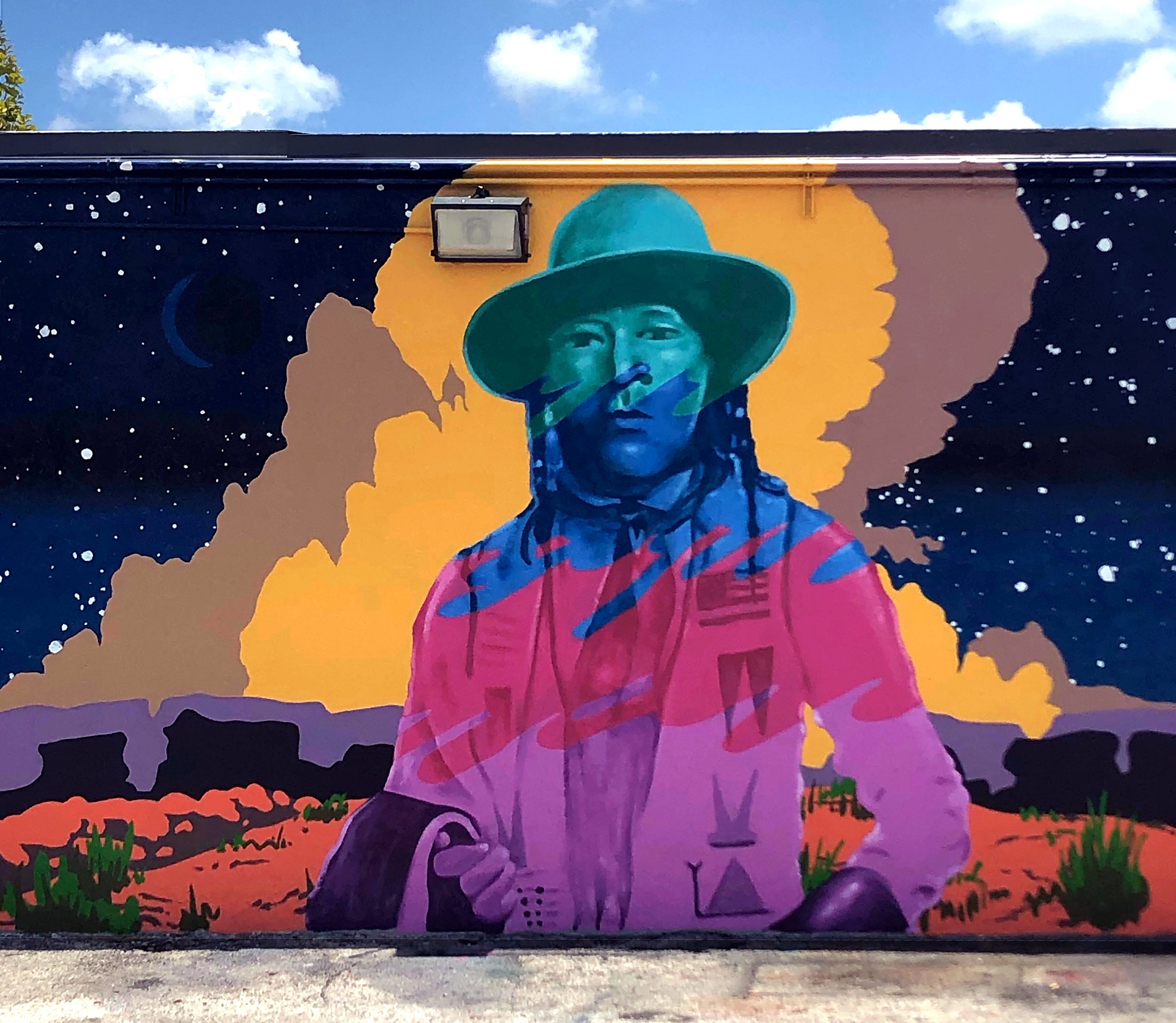   Cherokee Kid  mural commissioned by DNS Property Management Inc. 16’w x 10’h 4350 SW 59th Ave, Davie, FL, 33314. 2021 