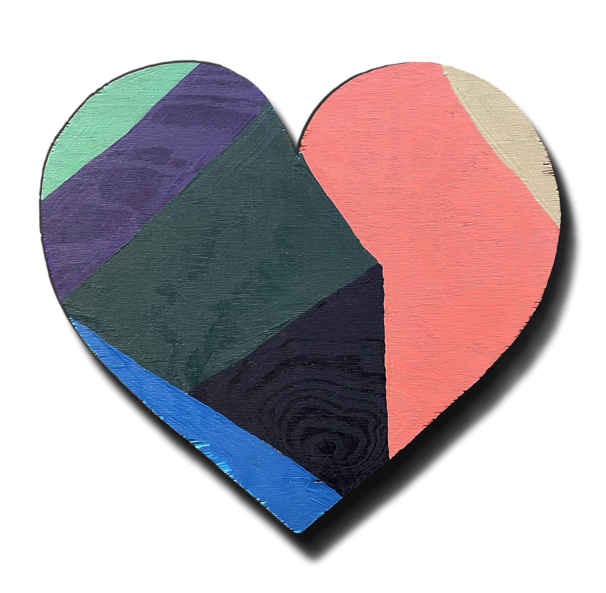   Heart  acrylic on wood. part of my Color Cut Outs series. 2016  exhibited -  Boynton Beach Arts and Cultural Center 2021; Art Attack, Fort Lauderdale 2019; General Provision during Color Cut Outs 2016  