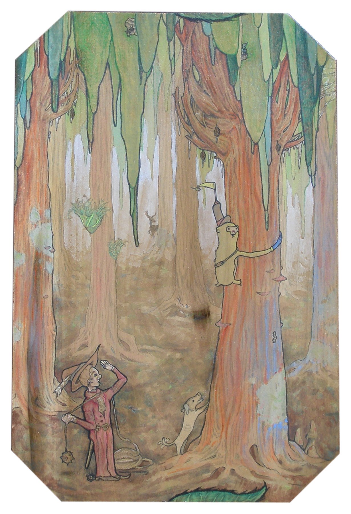   Hunter  acrylic , graphite, color pencil on poplar. 2010    owned by Private Collector    exhibited -  Bailey Contemporary Arts during Anything And Everything From The Past 2022  