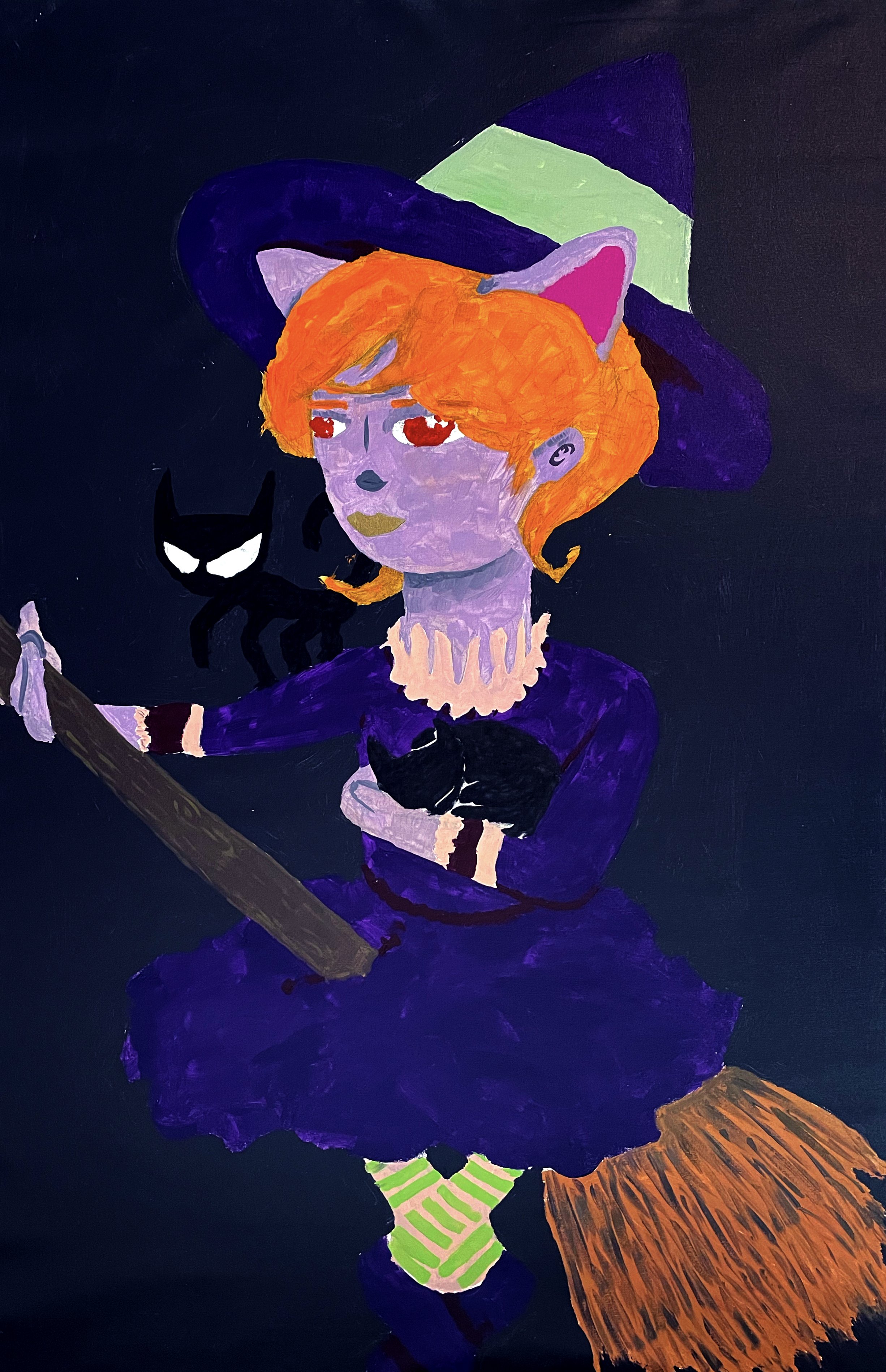   Witch In Cat Costume  acrylic on canvas. 2021  exhibited -  Crossing Arts Alliance during Costume Party 2021  