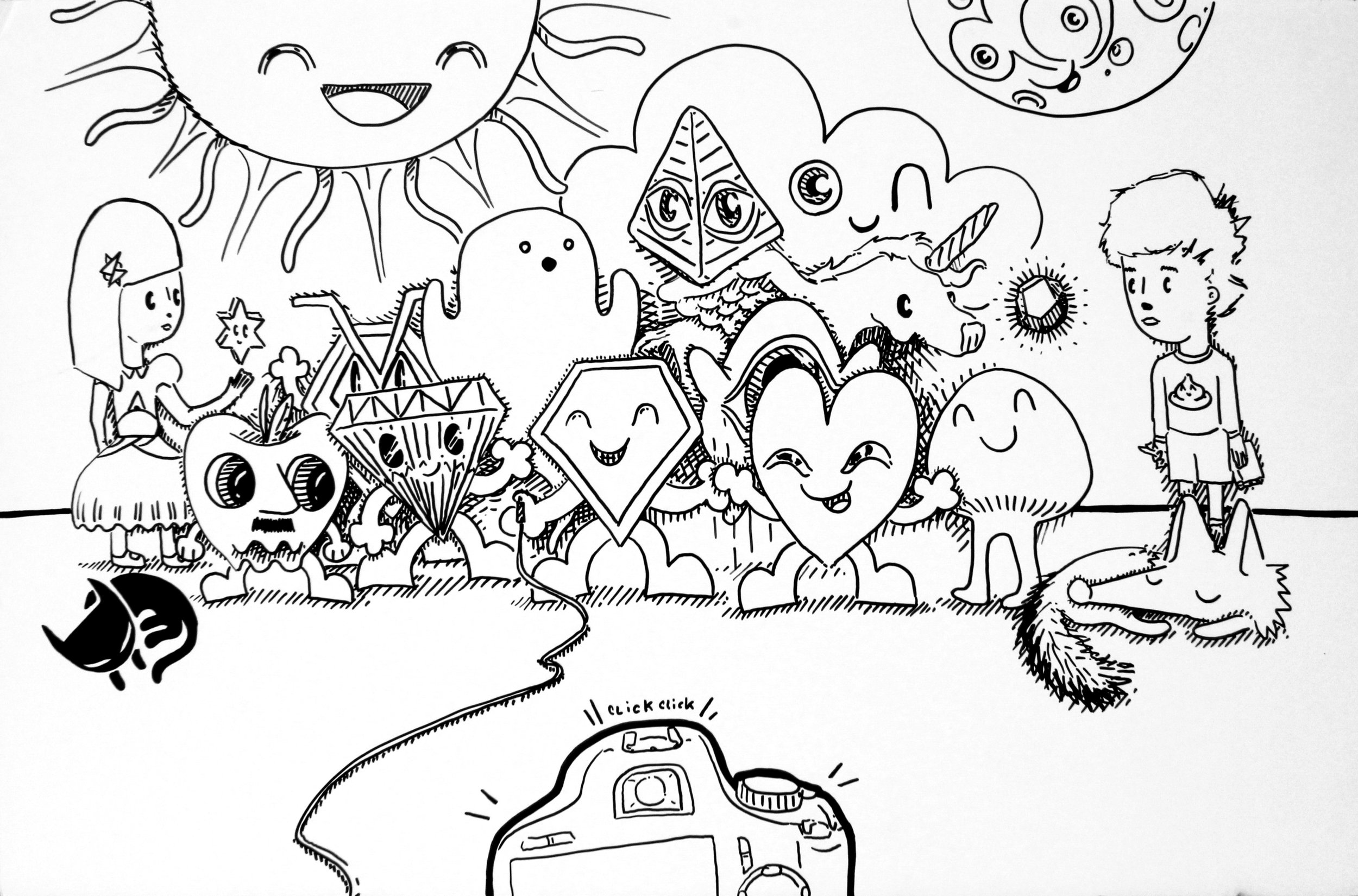   Group Photo  ink on paper. 2014    owned by Private Collector   