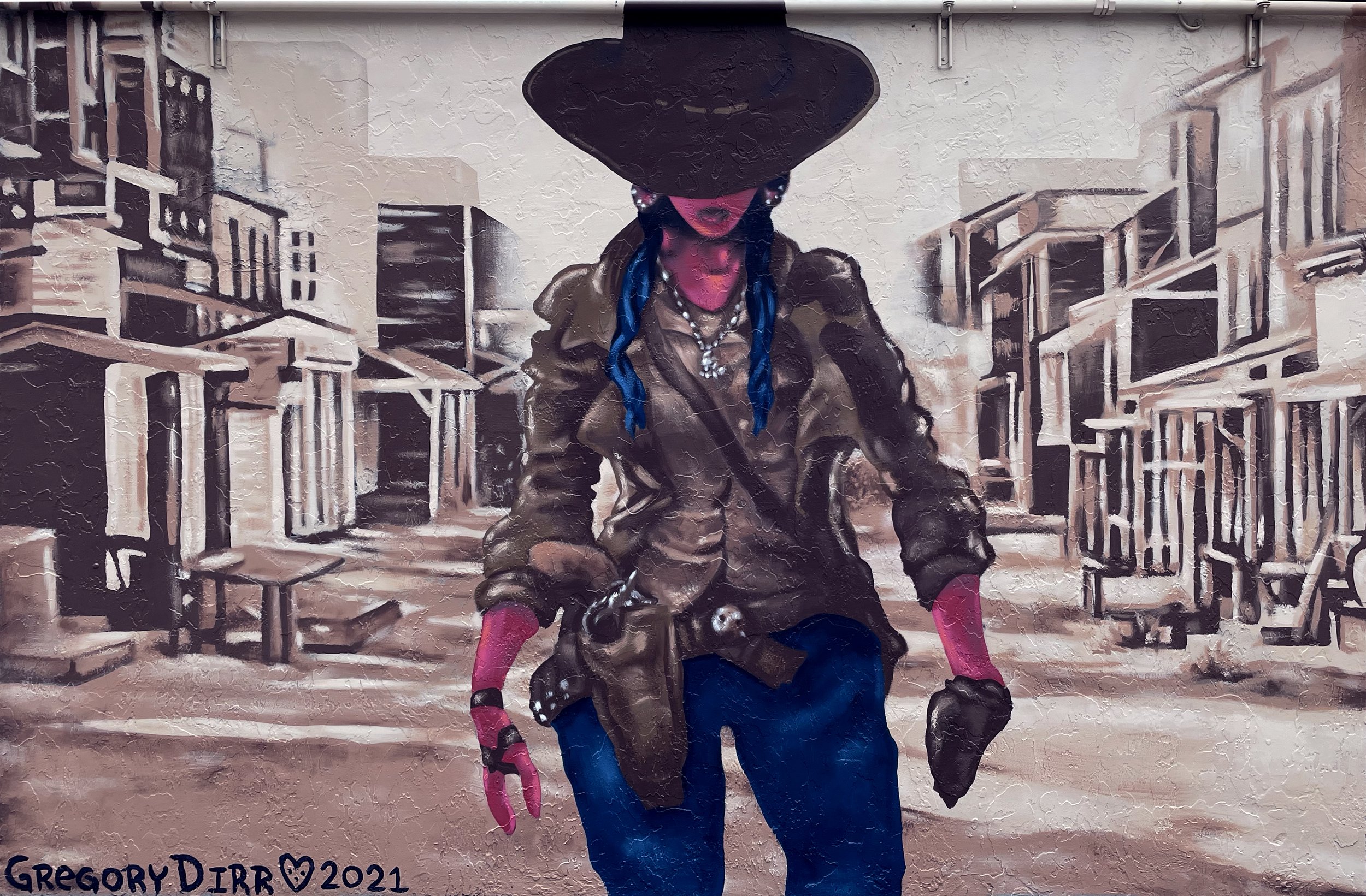   Cowgirl  acrylic on concrete. 2021    commissioned by DNS Property Management Inc.   