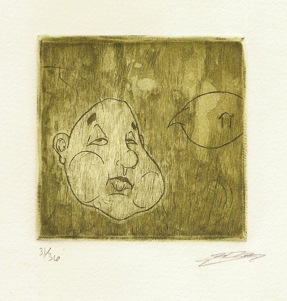   Easy As Pie  line etching, aquatint on paper. 2008  exhibited -  The Front Porch Gallery during Art Of The Book 2011; Part of Abrasion Book Ringling College 2008; Mac B Gallery 2008  