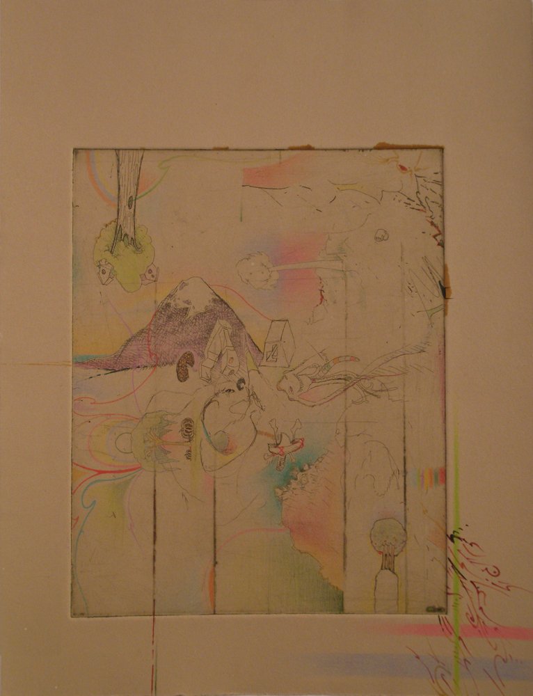   Storeroom  line etching, color pencil on paper. 2008 