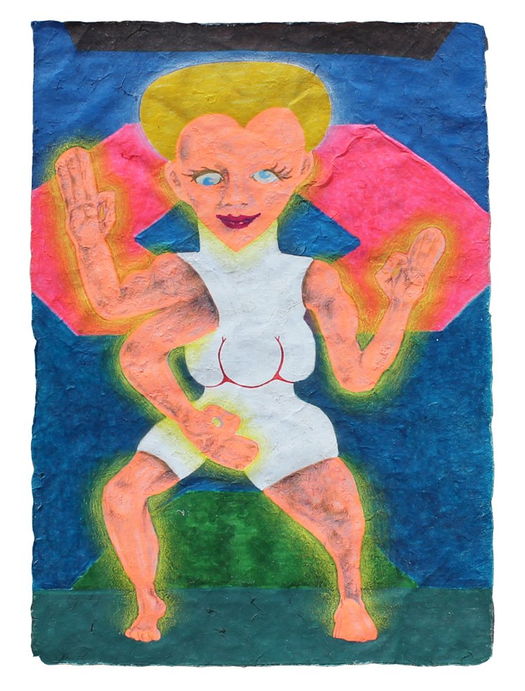   Goddess  acrylic, ink, oil pastel, graphite on rice paper. 2010 