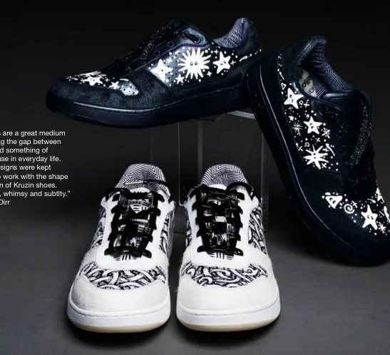 Kruzin acrylic on shoes. 2014 shoes designed and painted for Kruzin Footwear