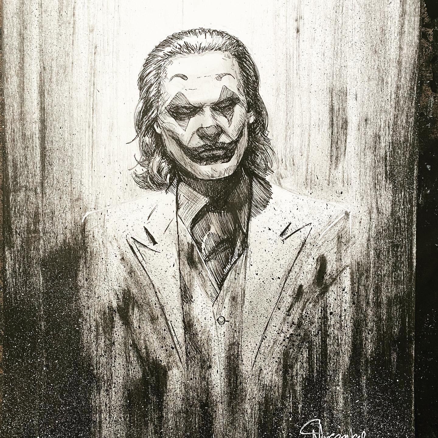 Feeling like a #villain first thing on a Tuesday? Nah&hellip; just fiending for some coffee. Who&rsquo;s your favorite #joker? #dc #dccomics #joaquinphoenix #art #artofinstagram #artistsoninstagram #artwork #artist #artistic #sketch #draw #drawing #c