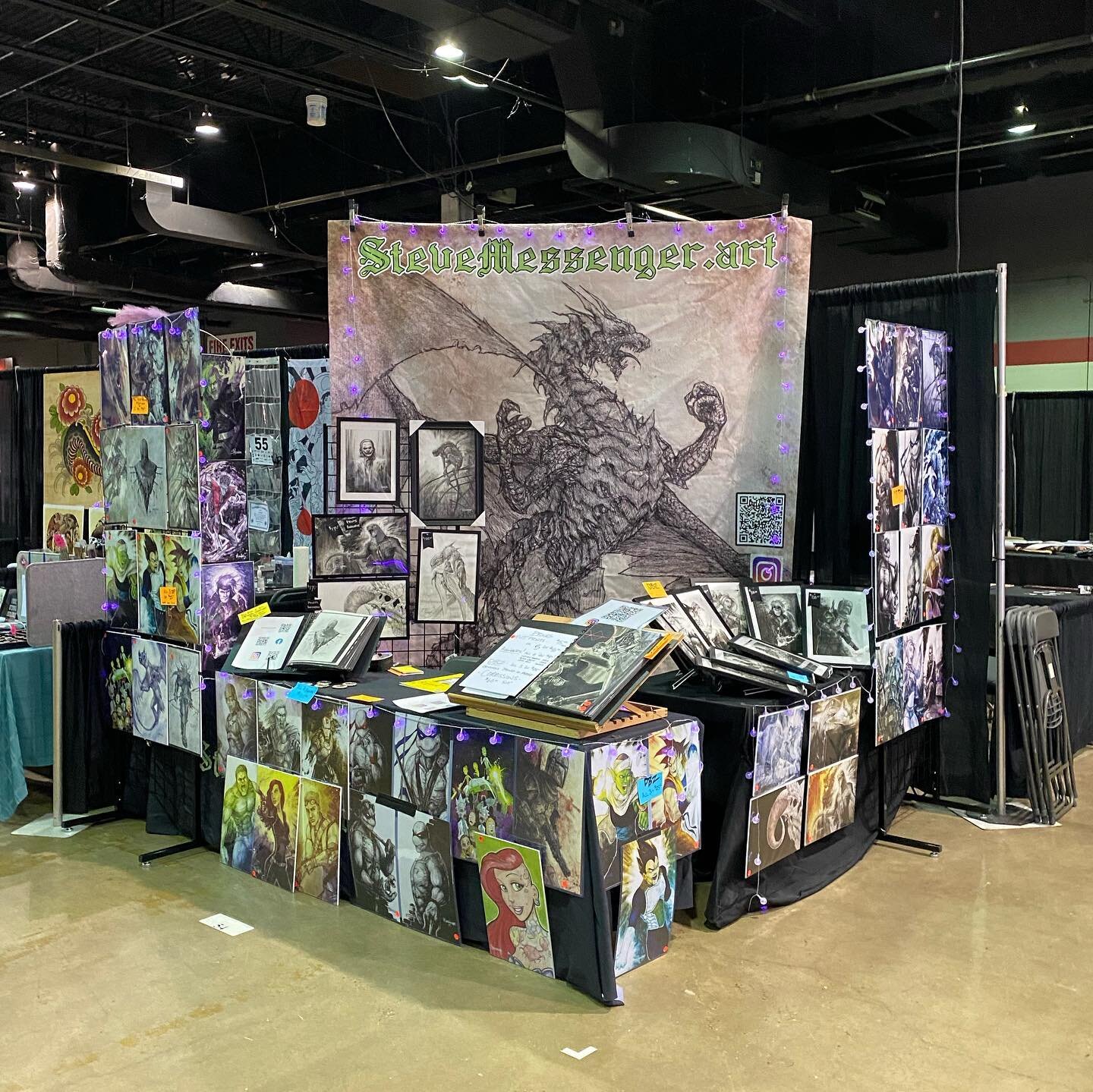 All setup and ready to go at the Villain Arts tattoo convention in Chicago! Swing by booth 54, all kinds of new original works and prints! #art #artist #artistsoninstagram #artofinstagram #villainarts #villainartschicago #chicago