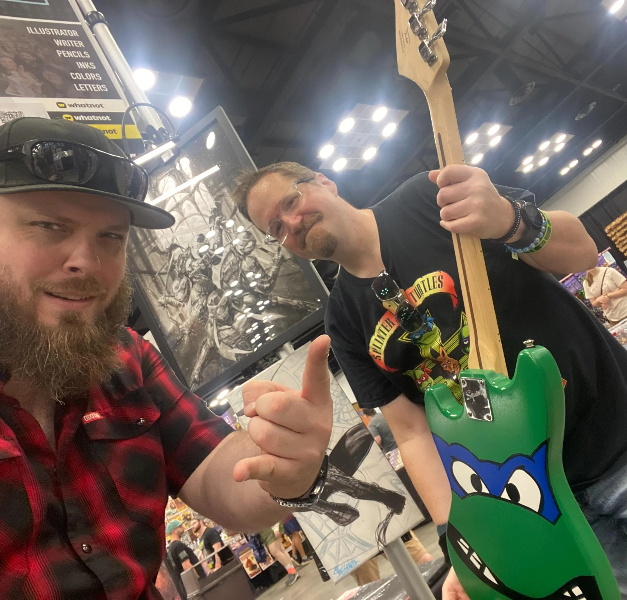 Thanks everyone for coming out and supporting at INDIANA COMIC CON! Check out Joe&rsquo;s sweet TMNT guitar! HEROES CON next ! #art #artist #artwork