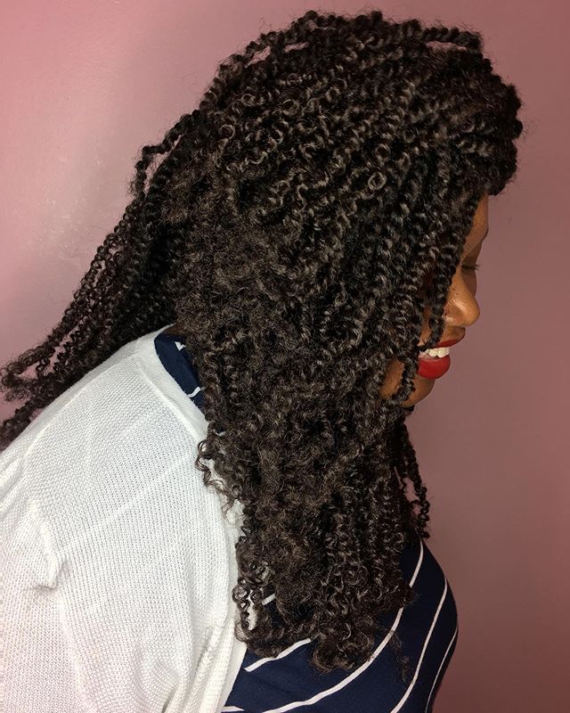 Nomadik twists long in layers. Did you know you can customize your look? Book next week Monday or Thursday for a lewk!!