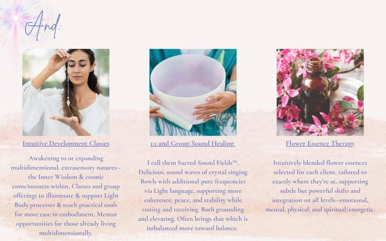 intuitive development classes, sound healing, flower essence therapy, energy healing, somatic therapy, somatic practice