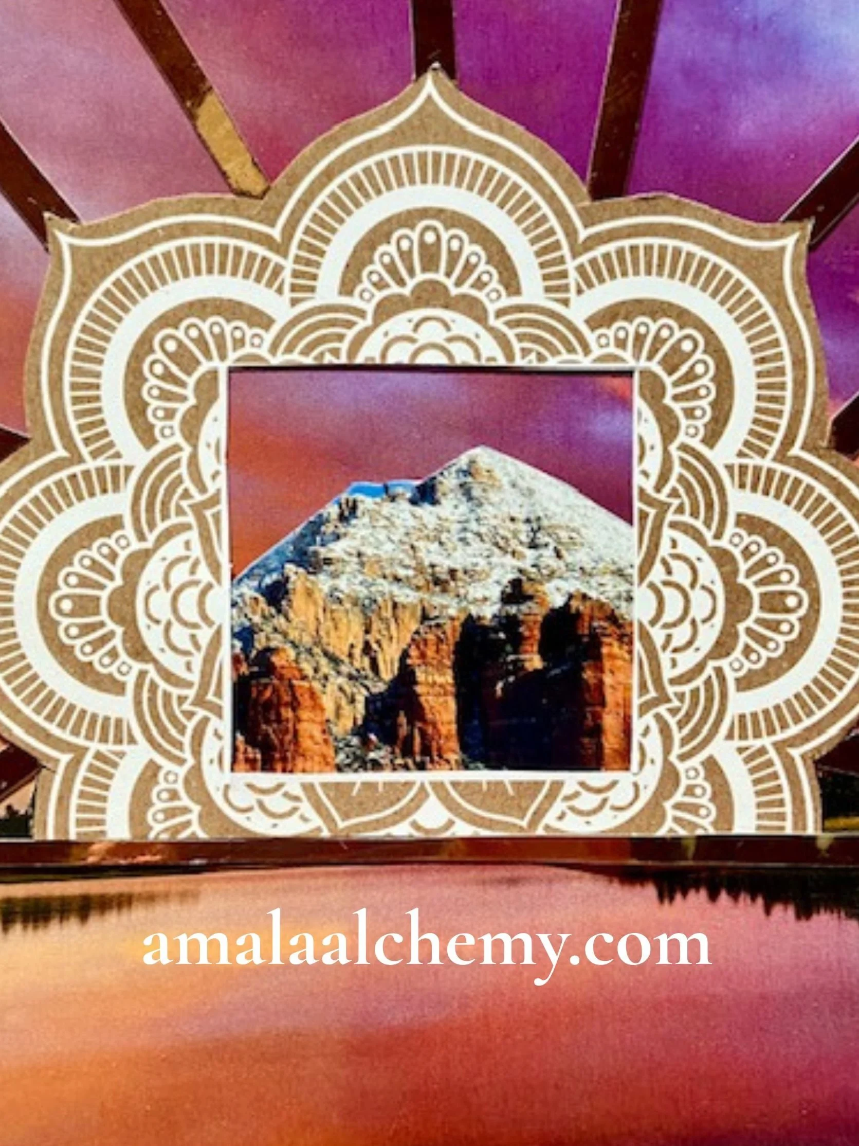 Soulful Somatics Collage process with energy of Sedona, nervous system settling water, and beauty of nature. Inner Alchemy