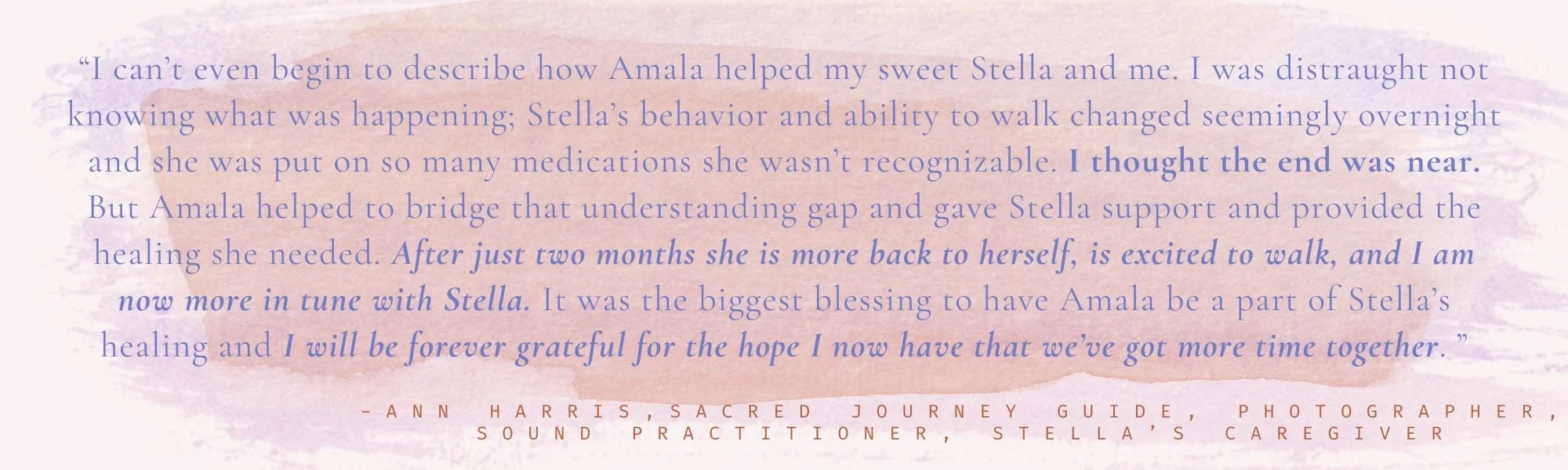 Testimonial quote image. Animal communicator, pet energy healing