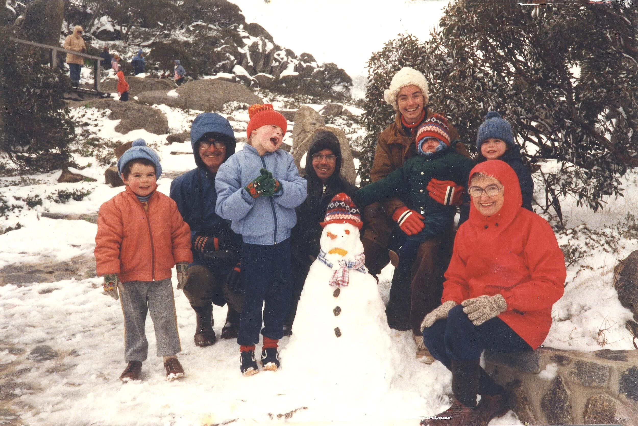 A trip to the snow with my siblings, my parents and Nanna (front right) and Grandpa. I’m in the red beanie.